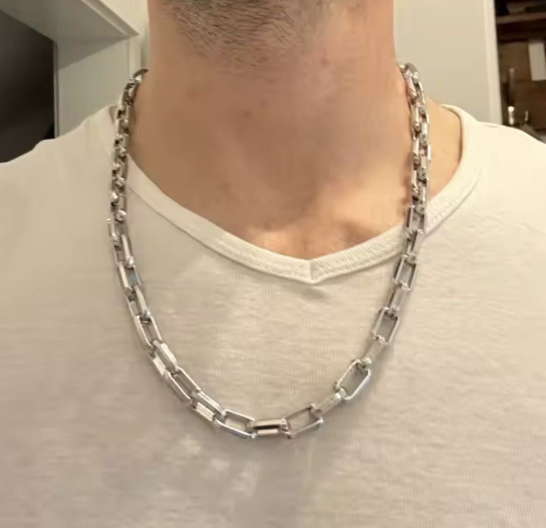 Jewelry Heavyweight Industrial Box Link Chain Necklace - 55 cm Size ONE SIZE - 6 Thumbnail