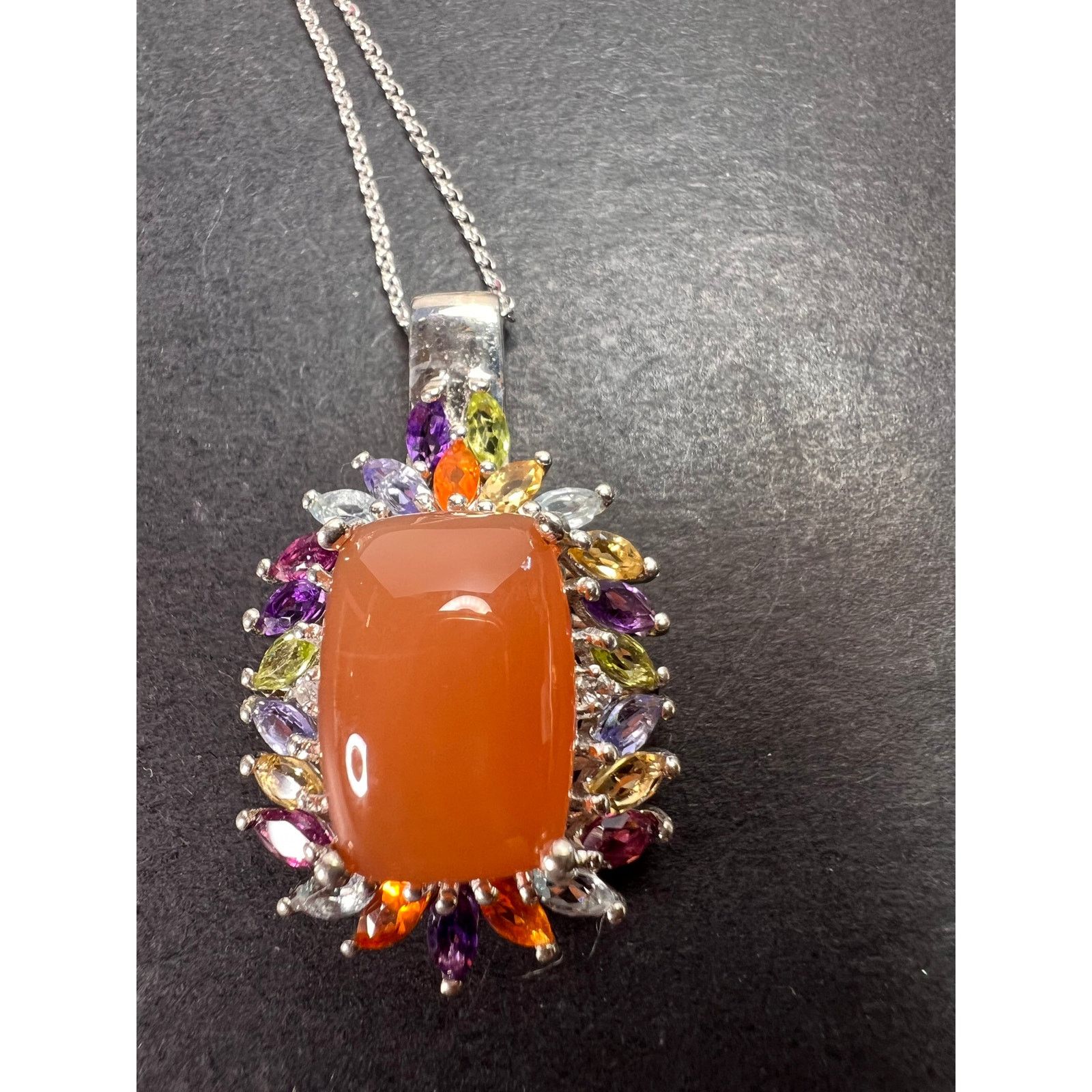 Other Peach moonstone necklace in platinum over sterling silver Size ONE SIZE - 7 Thumbnail