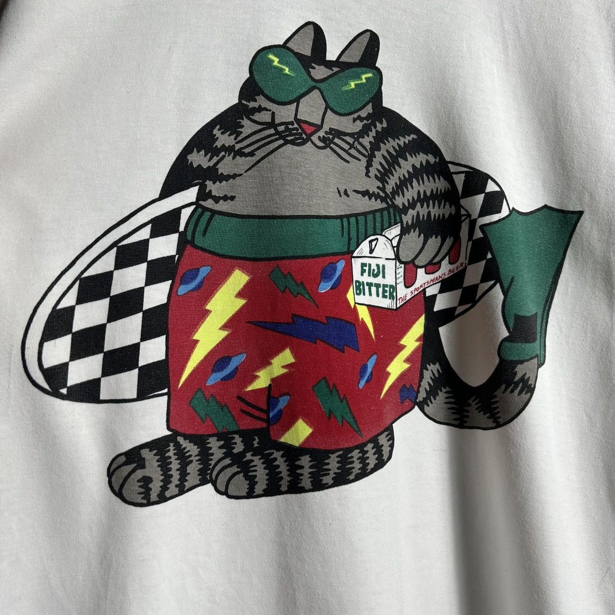 Vintage Vintage 90s Hawaii Cat Surf Crazy T-Shirt Size XL / US 12-14 / IT 48-50 - 3 Thumbnail