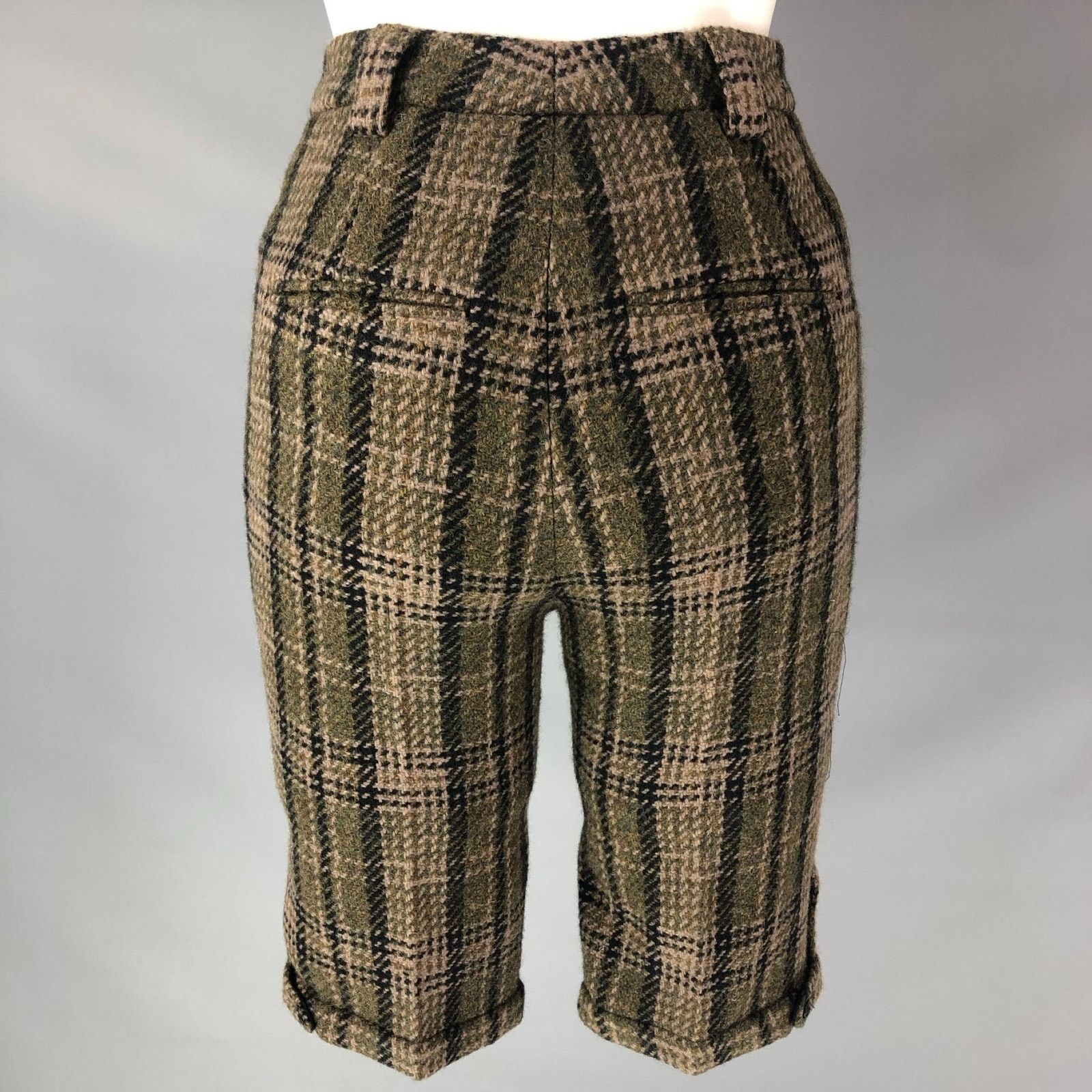 Saint Laurent Paris SAINT LAURENT Size 0 Olive Wool Plaid Bermuda Dress Pants Size 25" / US 0 / IT 36 - 2 Thumbnail
