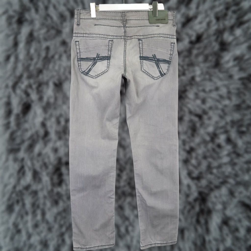 Vintage CAMP DAVID Jeans Men Regular Grey Faded Denim Zip Fly W33/L34 - 33x34 Regular Fit"} Size US 33 - 1 Thumbnail