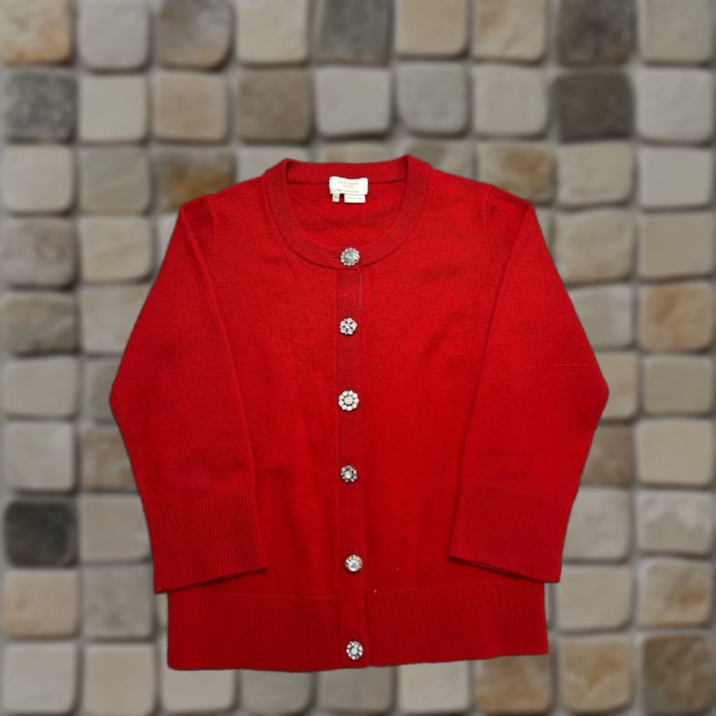 Vintage Kate Spade Sweater Womens Xxs Red Wool Knit Cardigan Size XXS / US 00 / IT 34 - 1 Thumbnail