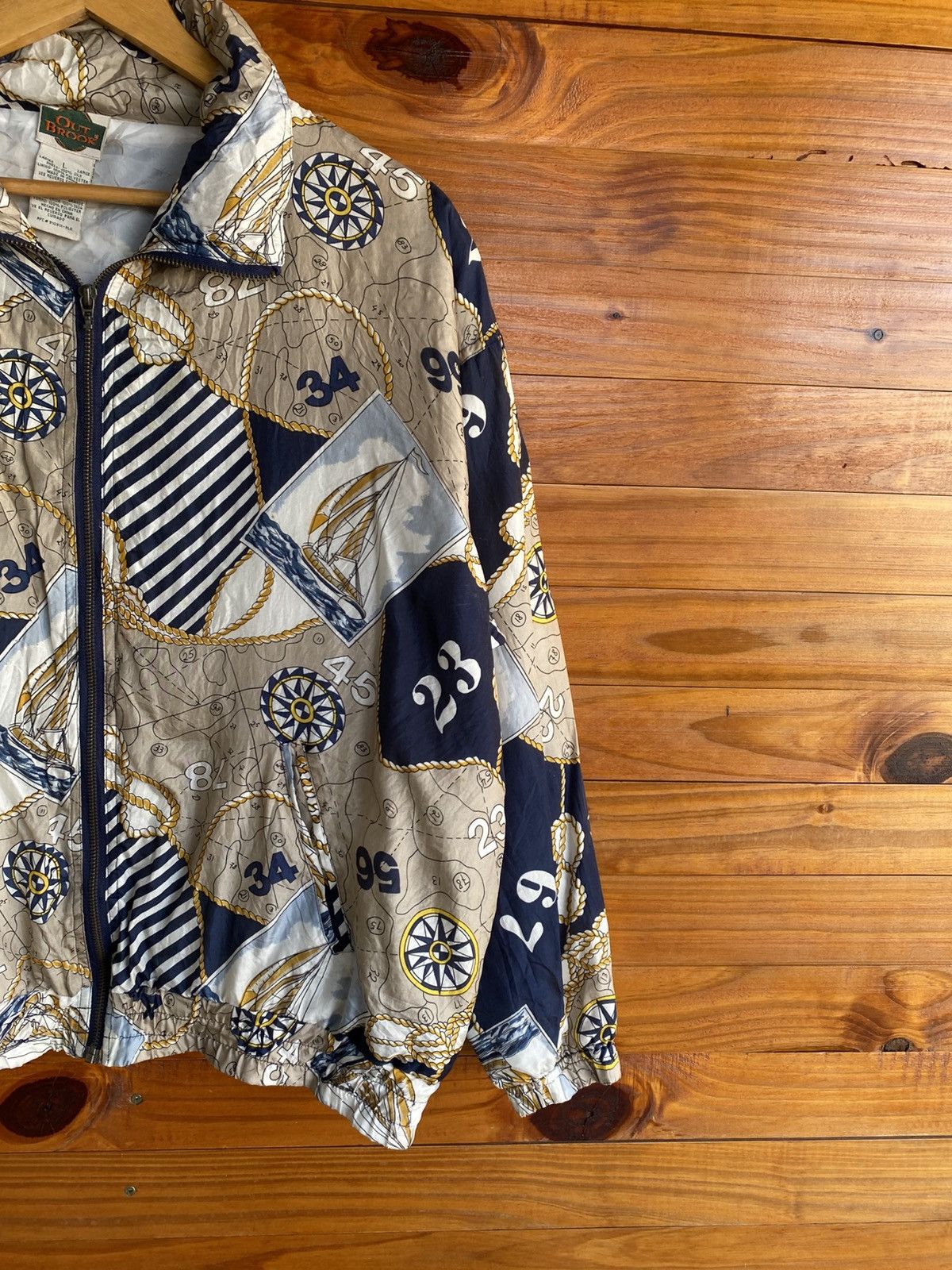 Japanese Brand Out Brook Nautical Print Jacket | Vintage Sailing Pattern Size US L / EU 52-54 / 3 - 6 Thumbnail