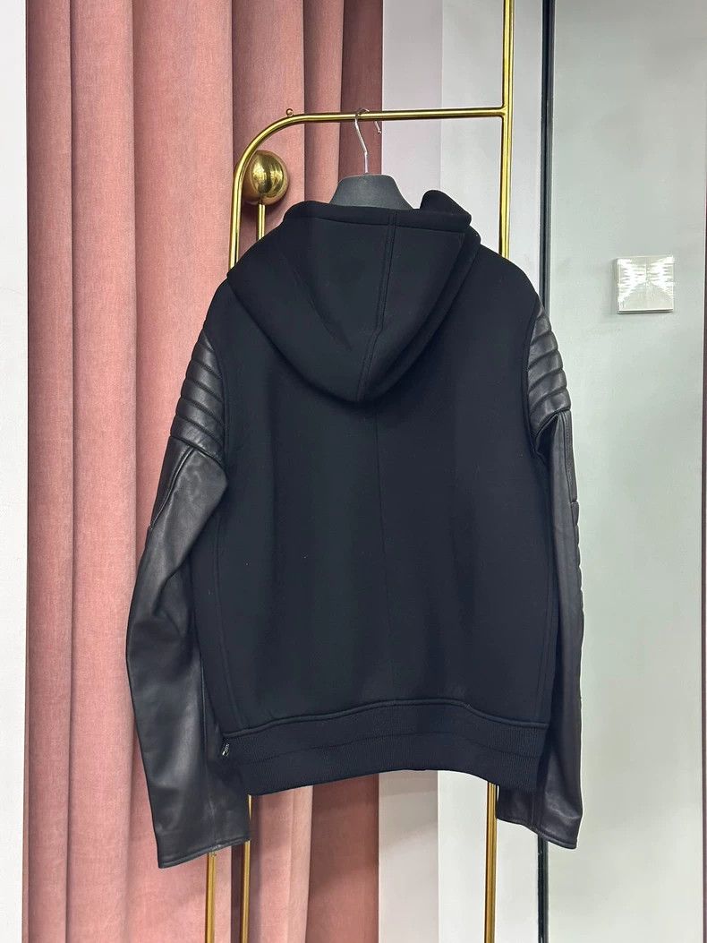 Givenchy Givenchy Size50 Black Leather Zipper Hooded Jacket with She Size US M / EU 48-50 / 2 - 2 Thumbnail