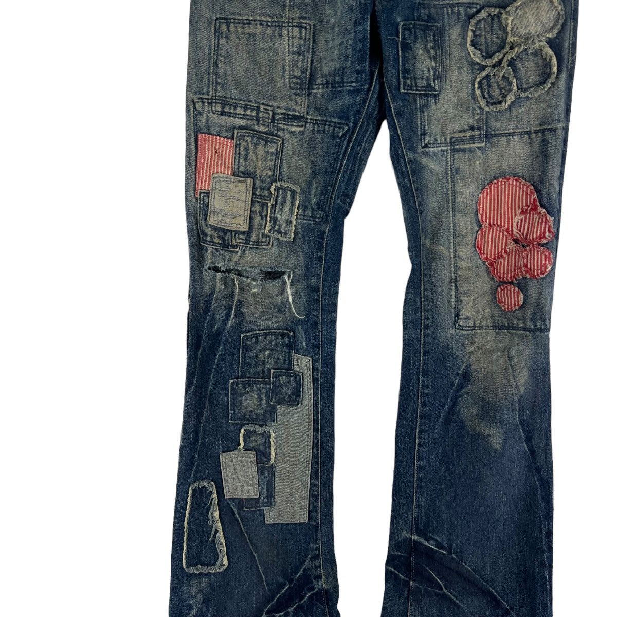 Hysteric Glamour 🔥ARMY OF ME BOWCUT PATCHWORK DENIM JEANS RARE DESIGN Size US 34 / EU 50 - 3 Thumbnail
