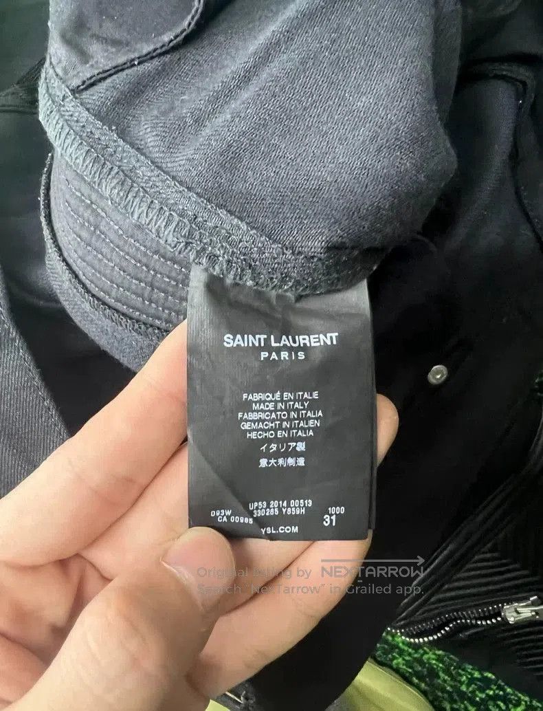 Saint Laurent Paris Saint Laurent Distressed Leather Zip Jeans- Size US 31 - 5 Thumbnail