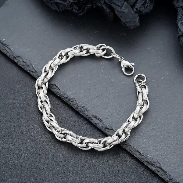 Jewelry Silver Chain Link Bracelet, Chunky Men's Bracelet Size ONE SIZE - 7 Thumbnail
