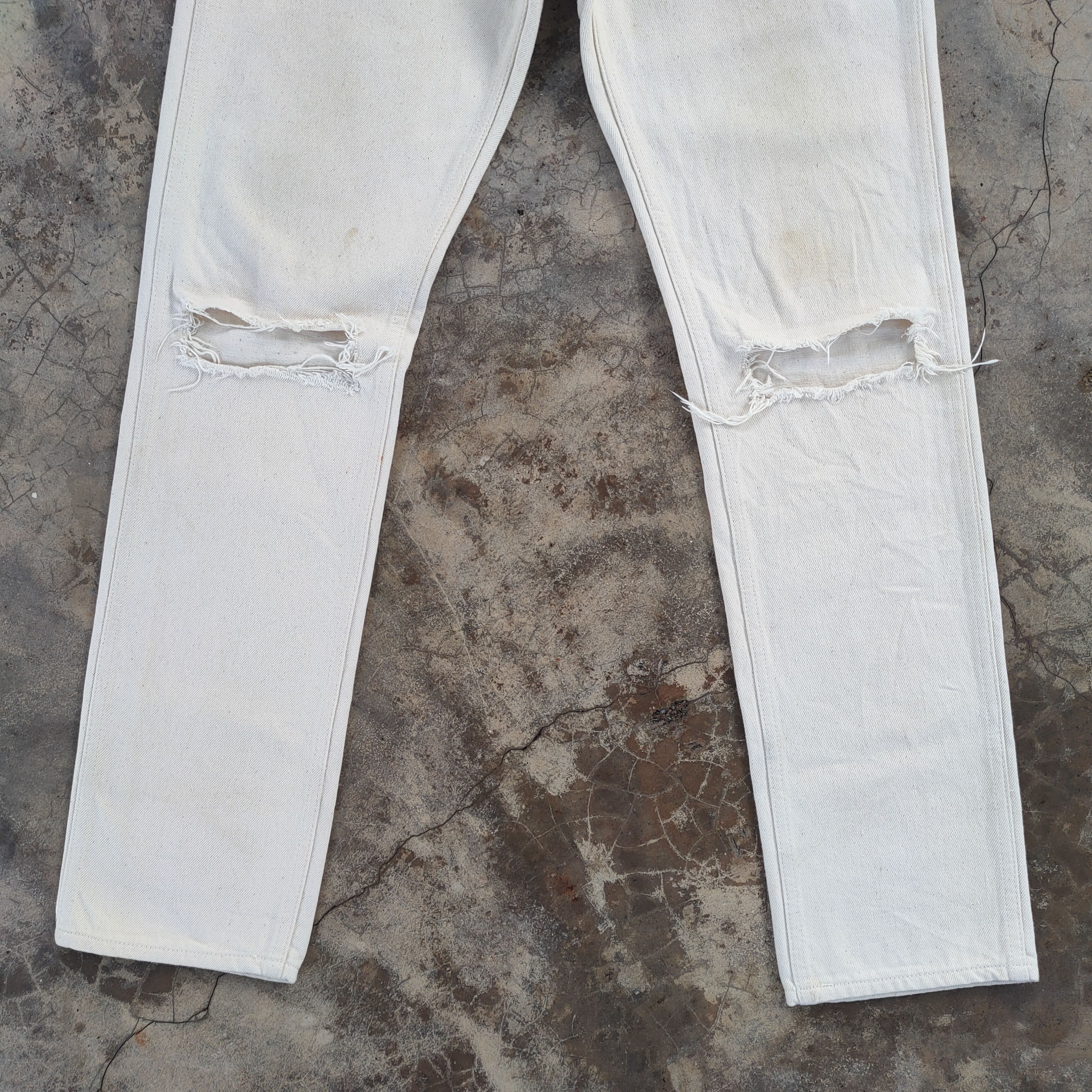 Unused VINTAGE UNUSED SKINNY FADED WHITE YELLOW JEANS DENIM PANTS Size US 32 / EU 48 - 4 Thumbnail