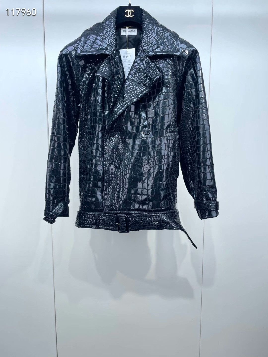 Saint Laurent Paris Saint Laurent FW22 Black Croc Leather Jacket Size XS / US 0-2 / IT 36-38 - 1 Thumbnail