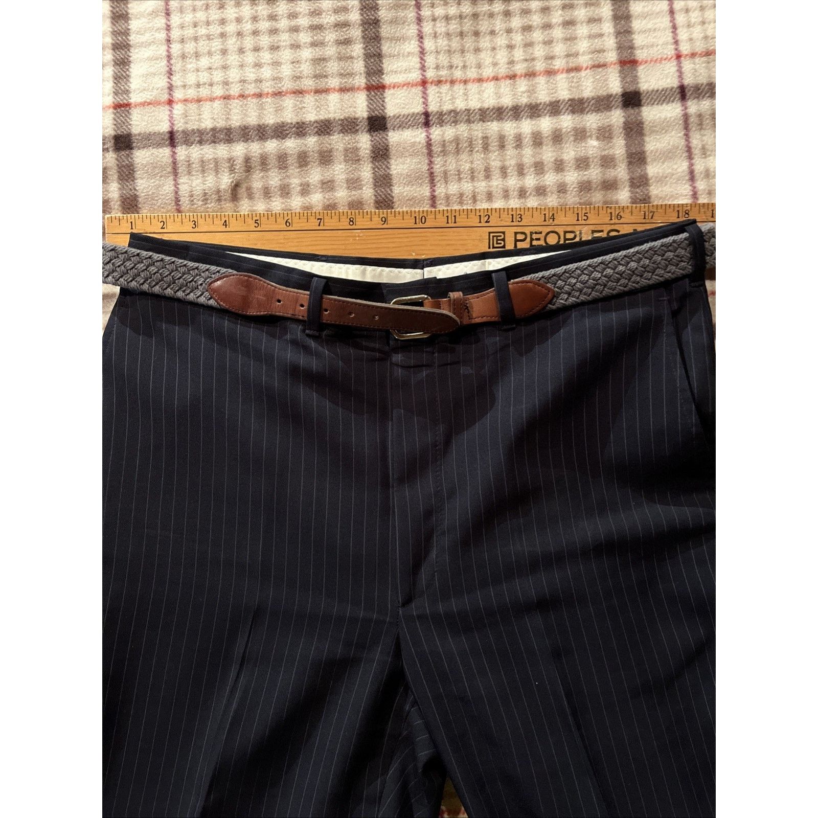 Haggar Haggar Vintage Pants Men 36x29 Navy Blue Stripe Dacron Rayon Size US 36 / EU 52 - 7 Thumbnail