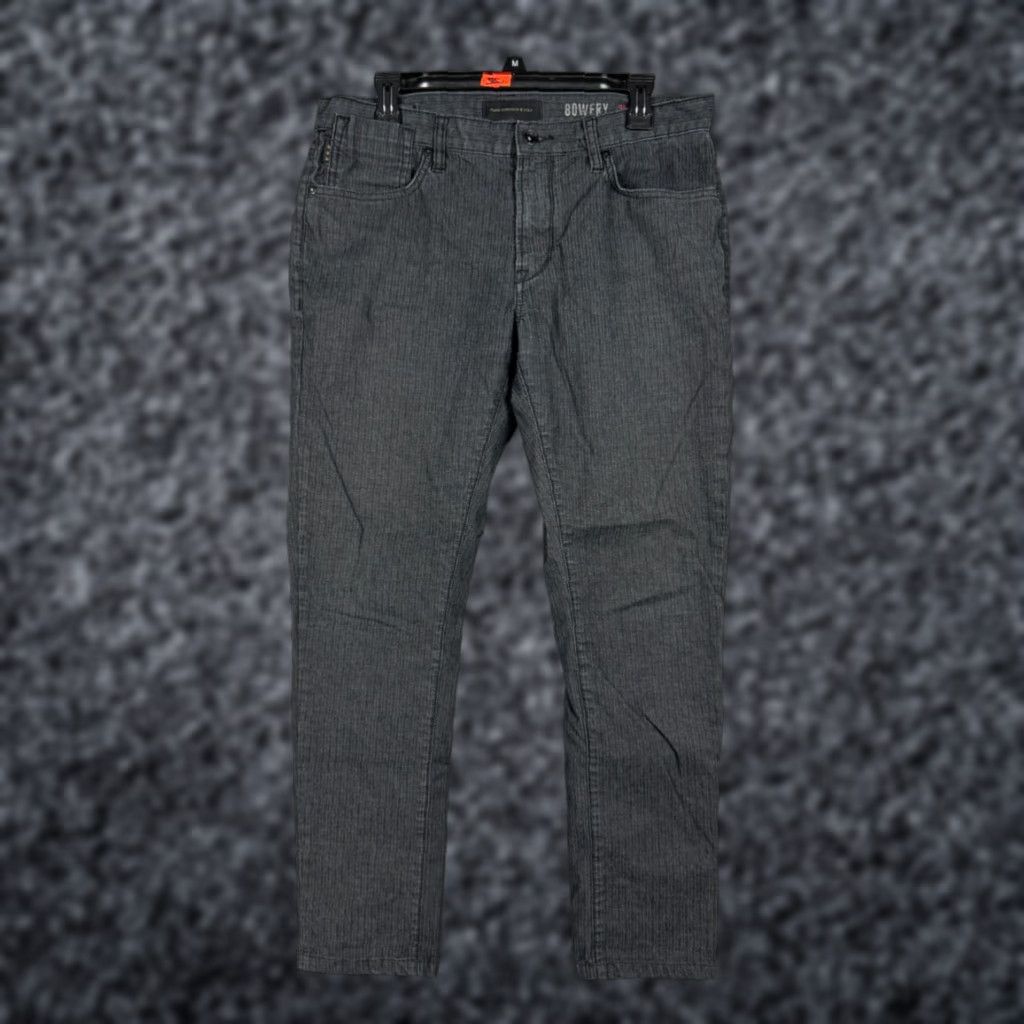 John Varvatos John Varvatos Jeans Mens 33 Pin Stripe Charcoal Gray Cotton Blend Denim Slim Straight 5-Pocket Belt Loops Belted Pockets Slimming Size US 33 - 1 Thumbnail