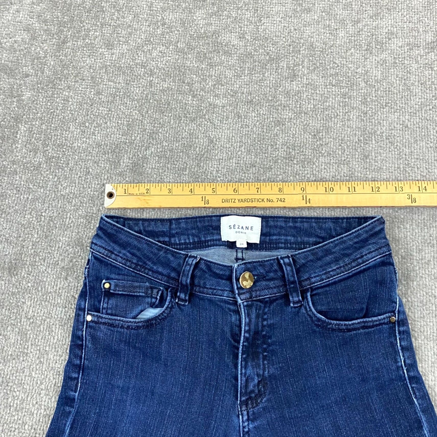 Denime Sezane Jeans Womens 24 Denim Slim Skinny Tapered Leg Medium Wash Stretch Blue 26 Inseam 5-Pocket Design Mens? Size 42" / US 20 - 4 Thumbnail