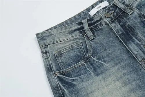 Handmade × Japanese Brand × Jean Men's vintage loose wide leg flared contrast washed jeans Size US 34 / EU 50 - 4 Thumbnail