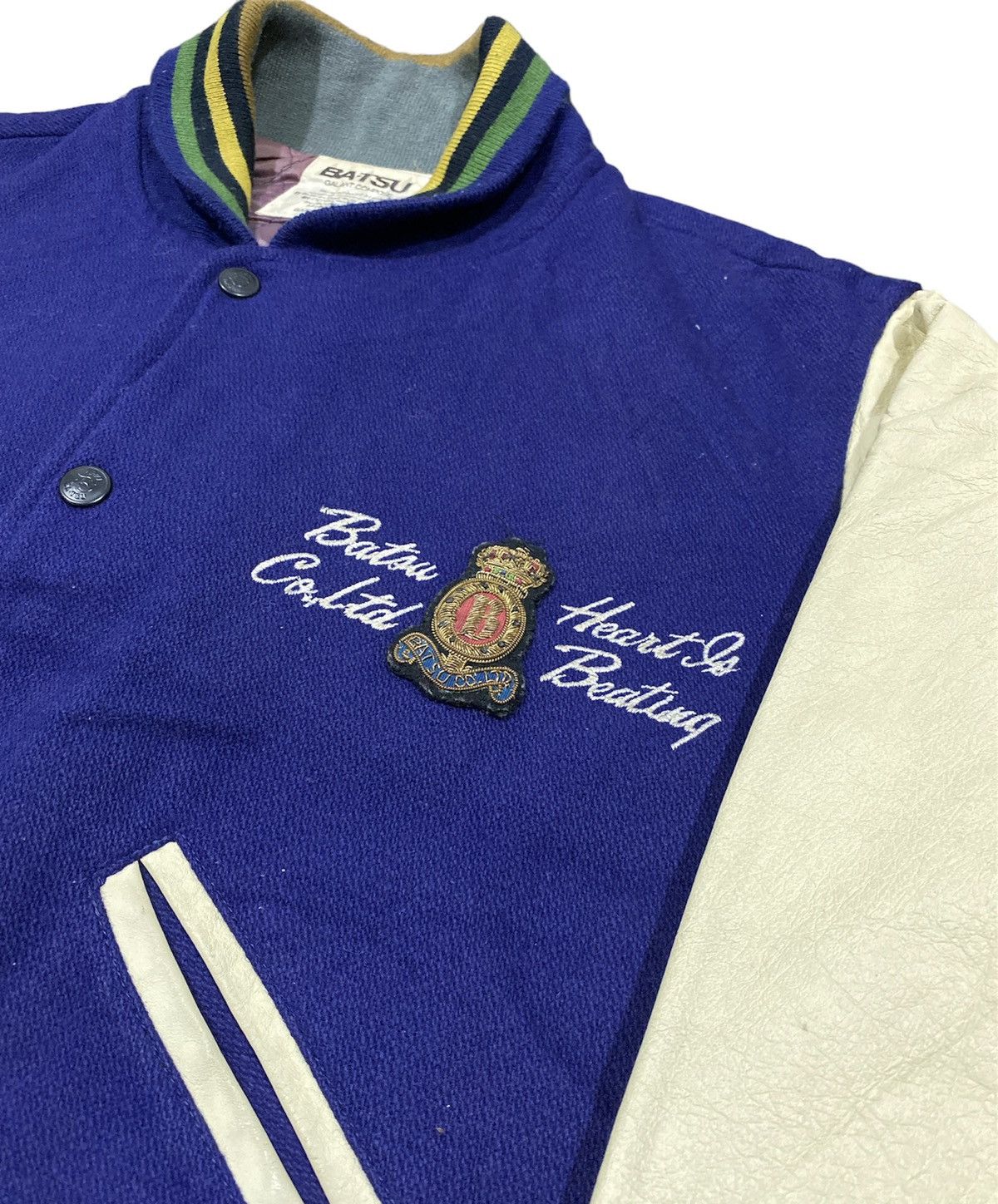 Japanese Brand 🔥ACCEPT BINDING🔥Vintage Batsu Varsity Jacket leather sleeve Size US M / EU 48-50 / 2 - 8 Thumbnail