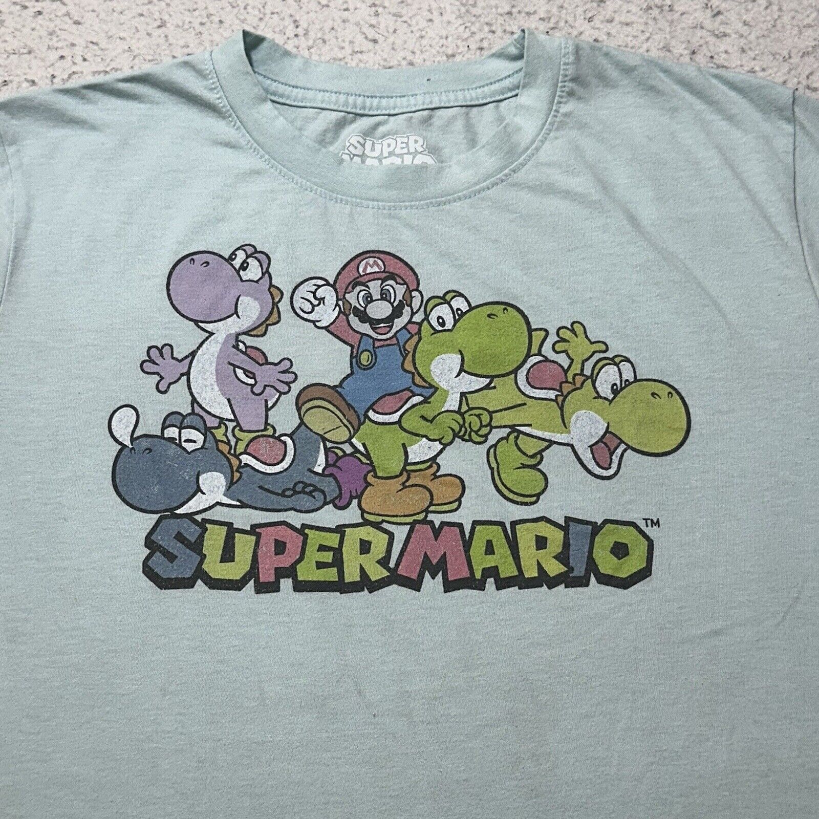 Nintendo Super Mario Small Light Blue Colorful Yoshi Graphic T Shirt Size US S / EU 44-46 / 1 - 2 Thumbnail