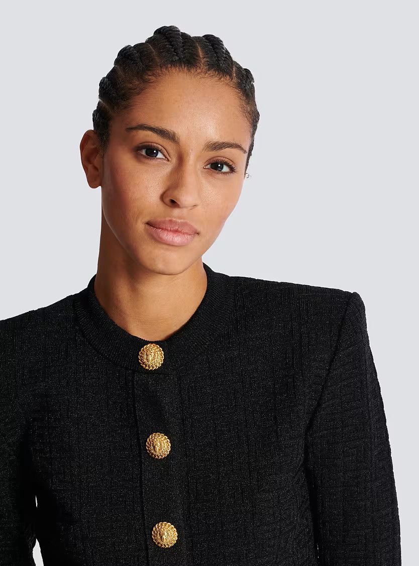 Balmain o1s1wg111225 Labyrinth Knit Cardigan in Black Size L / US 10 / IT 46 - 6 Thumbnail