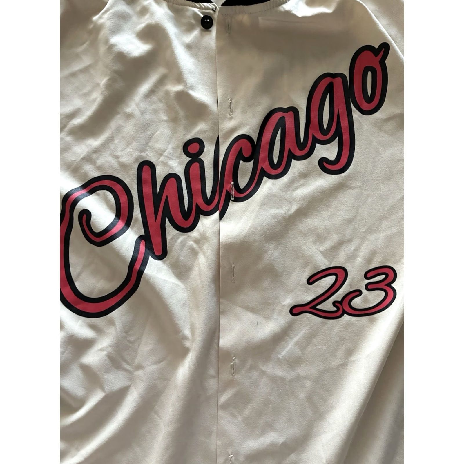 Shein SHEIN Chicago #23 Beige Medium Button-Up Bowling Shirt Men Short Sleeve Button-Down Collar Size US M / EU 48-50 / 2 - 2 Thumbnail