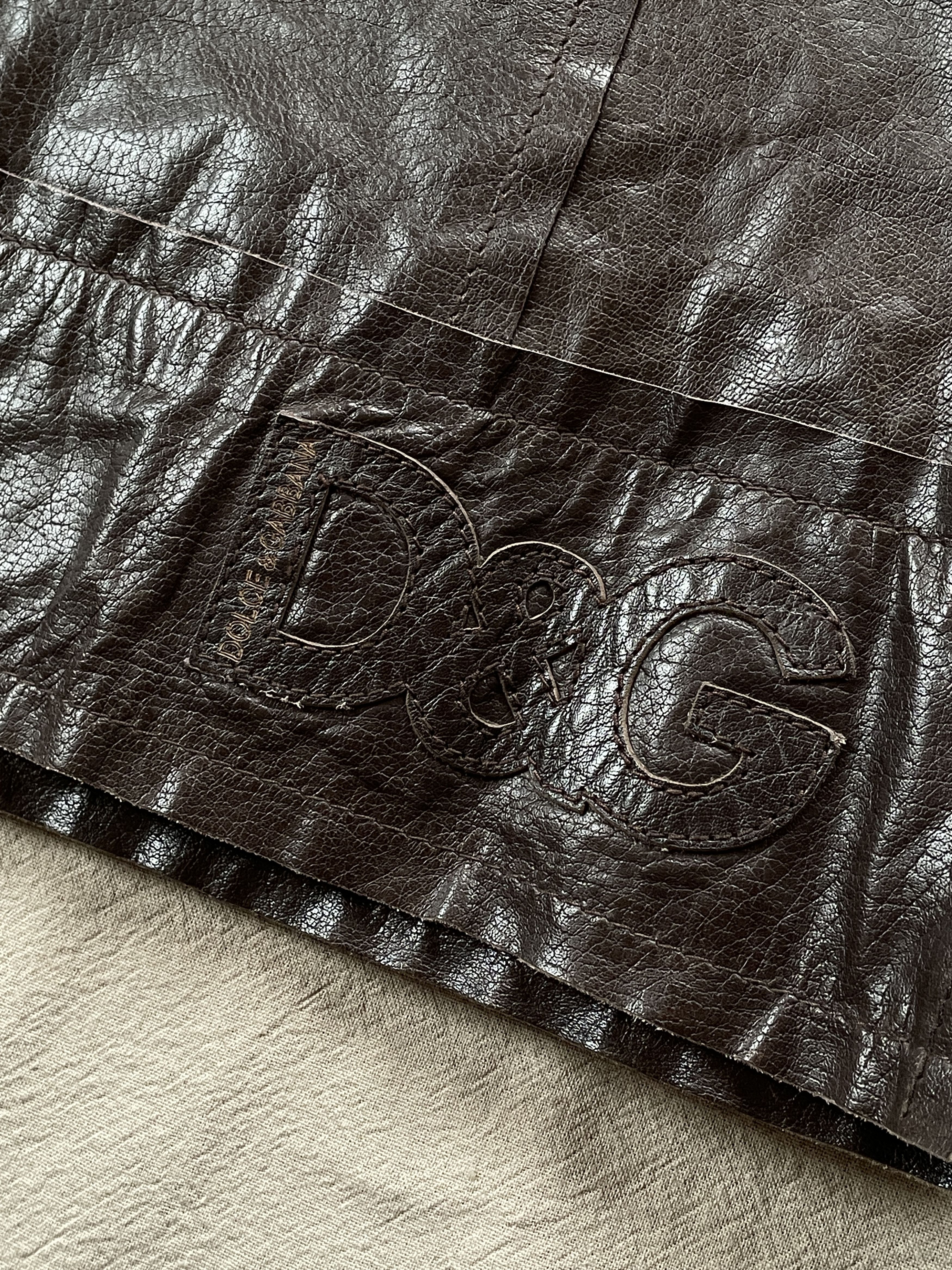 Dolce & Gabbana Y2K D&G Brown Leather Jacket Size XL / US 12-14 / IT 48-50 - 10 Thumbnail