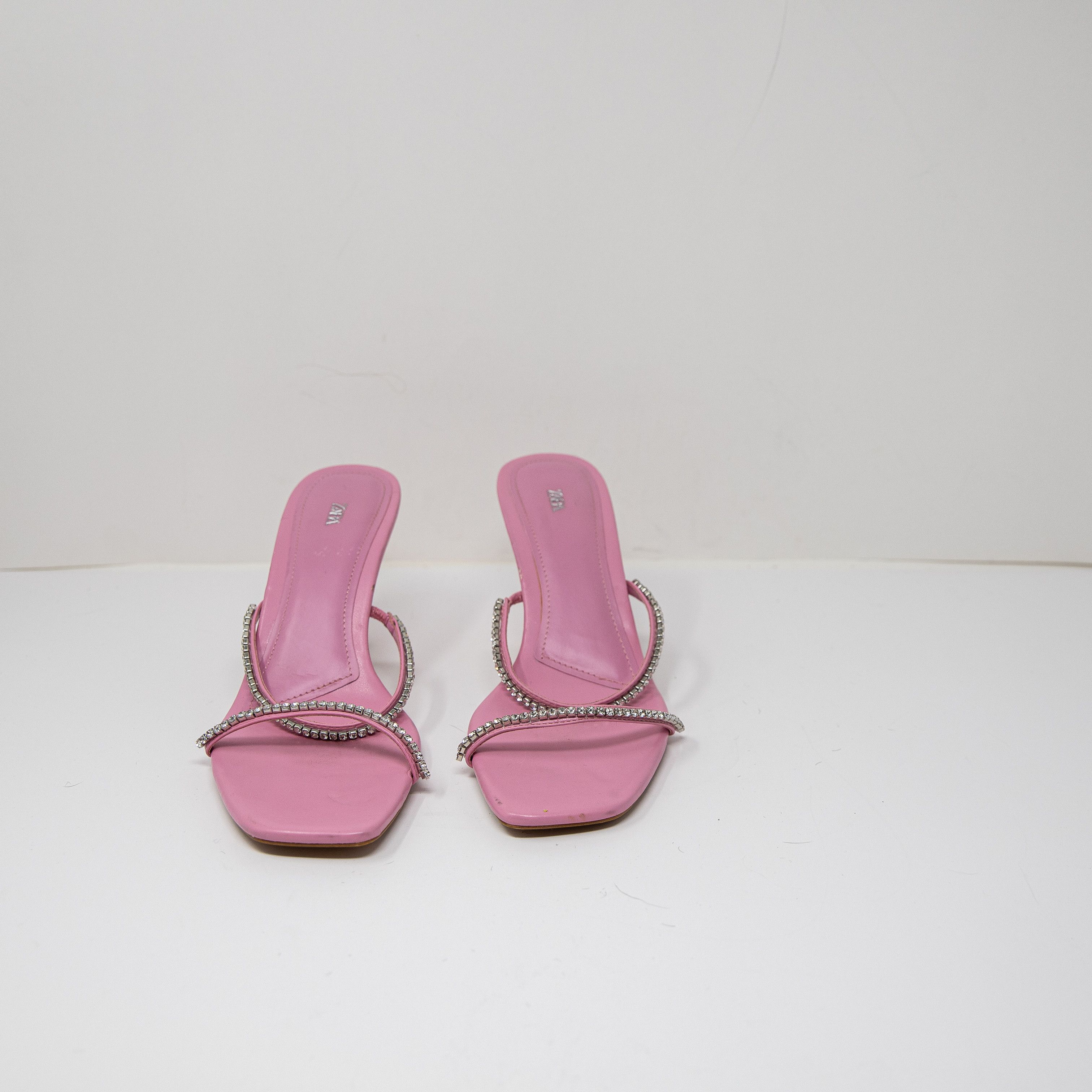 Zara Zara Faux Vegan Leather Thin Strap Crystal Size US 11 / IT 41 - 2 Thumbnail