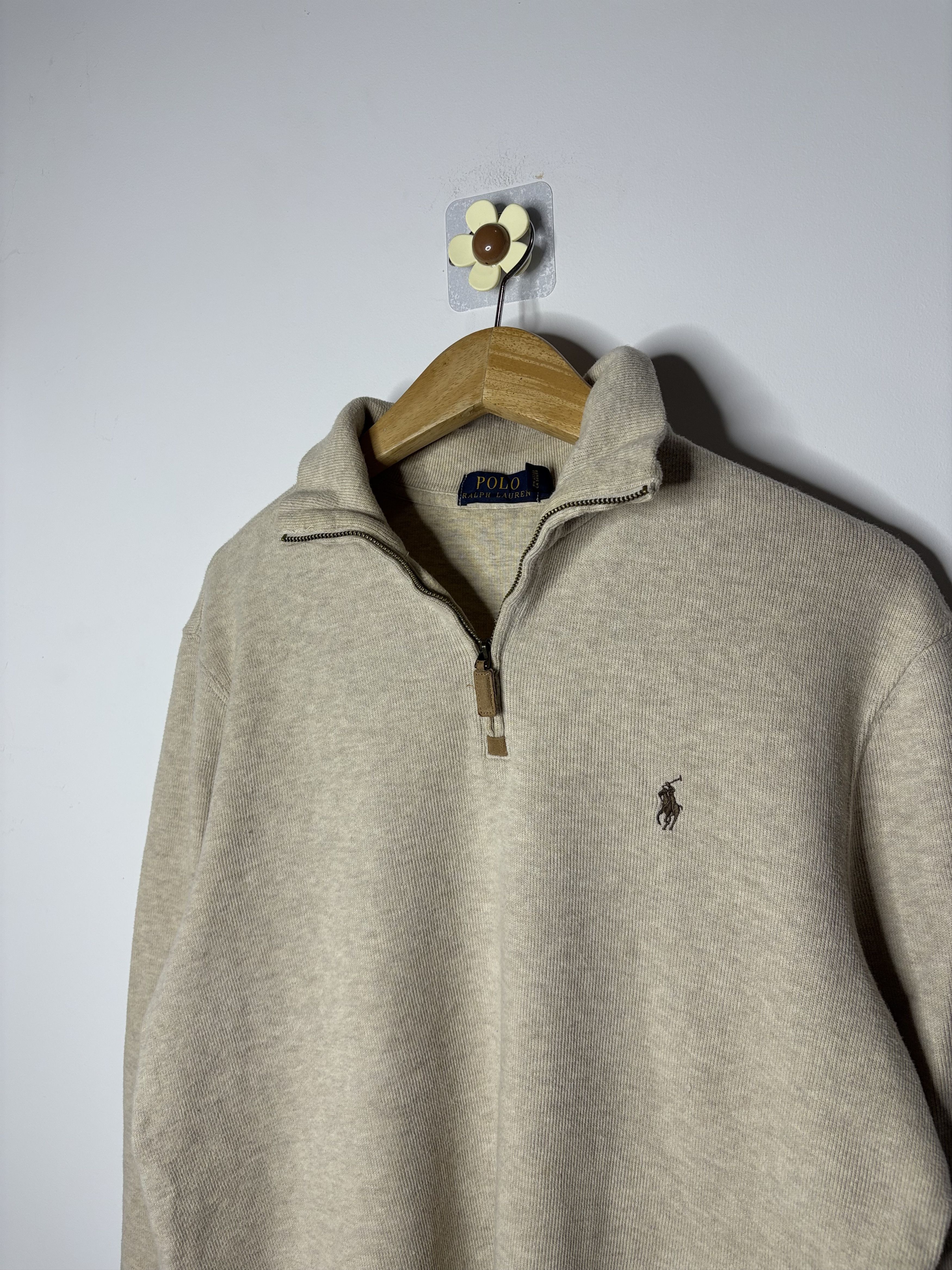 Polo Ralph Lauren VTG Polo Ralph Lauren Sweater Mens Medium Cream Half Zip Size US M / EU 48-50 / 2 - 2 Thumbnail