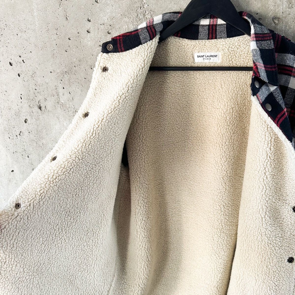Saint Laurent Paris FW21 Plaid Sherpa Lined Flannel Size US XL / EU 56 / 4 - 2 Thumbnail