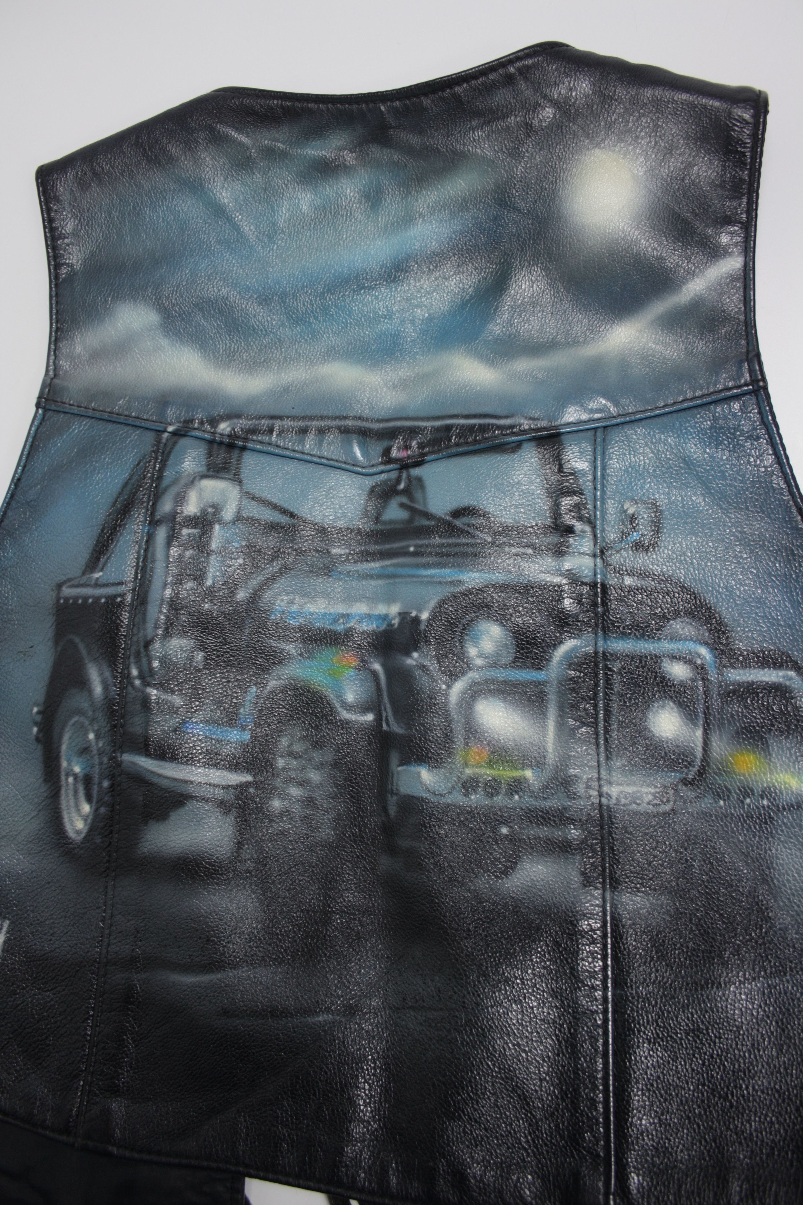 Genuine Leather × Vintage Daytona 1994 Vintage Hand Painted Leather Cropped Vest Size XL / US 12-14 / IT 48-50 - 3 Thumbnail