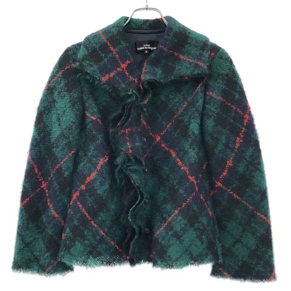 Comme des Garcons Green Checkered Mohair Jacket Size S / US 4 / IT 40 - 1 Thumbnail