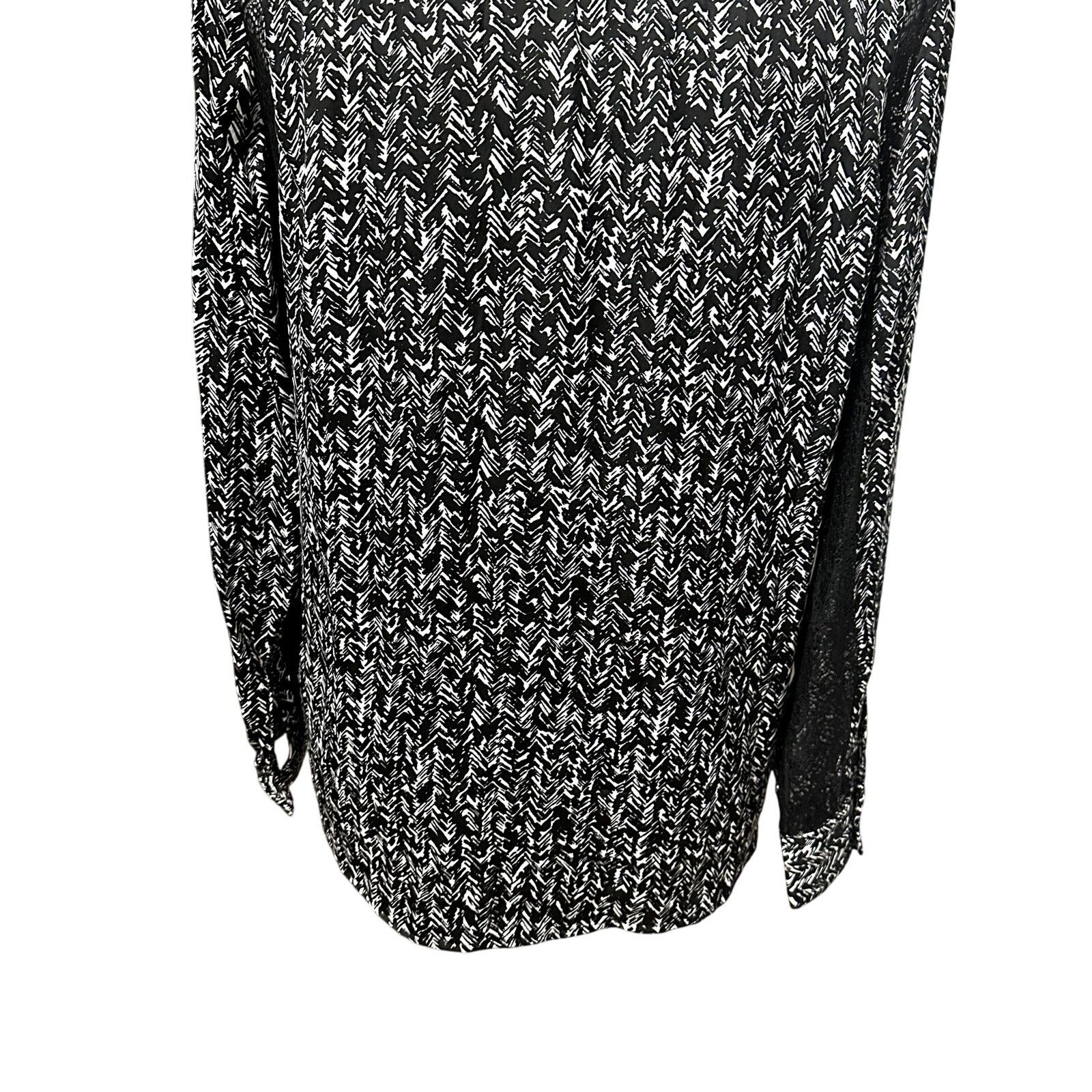Other Ellen Tracy Blouse Abstract Long Sleeve Sheer Black/White S Size S / US 4 / IT 40 - 7 Thumbnail