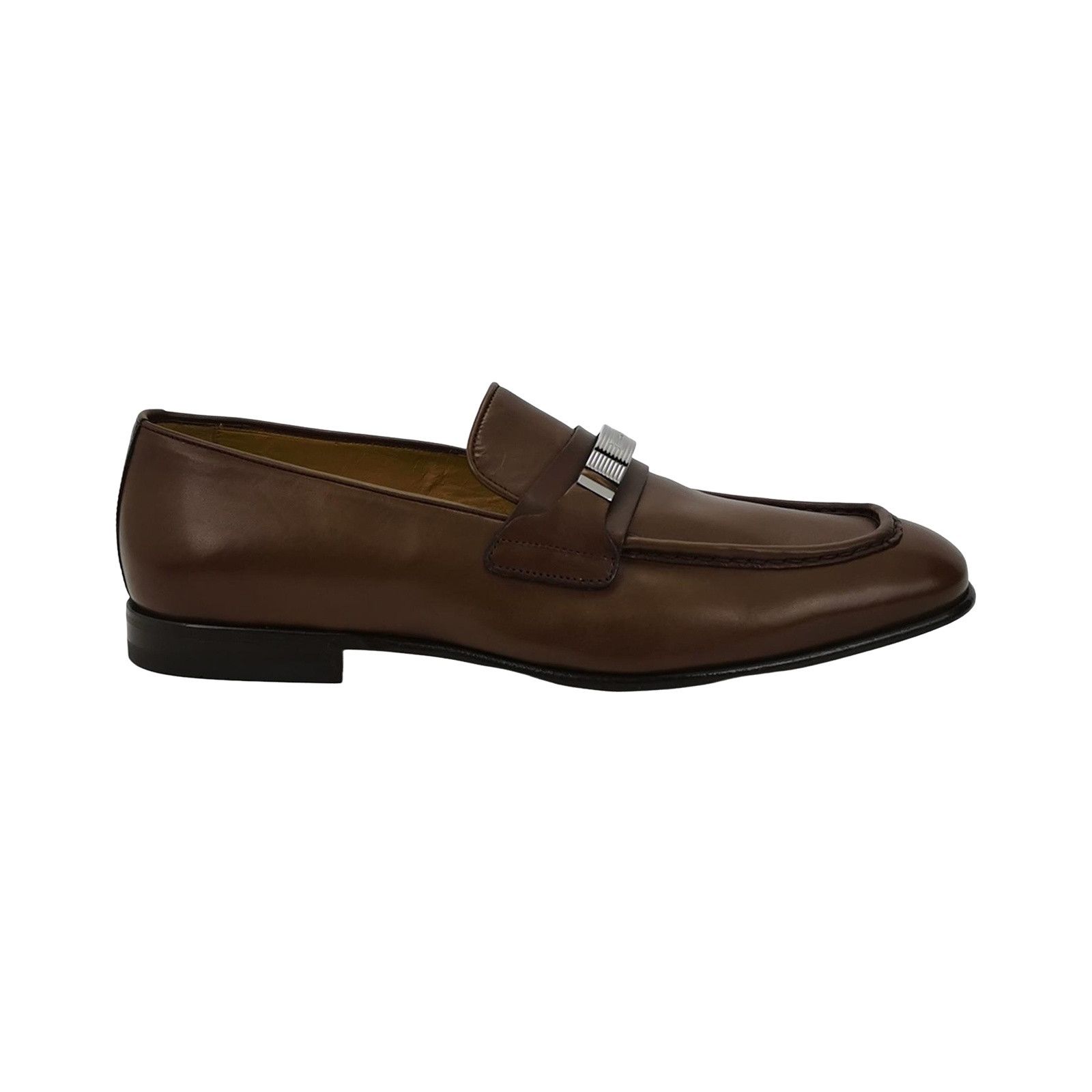 Salvatore Ferragamo Ferragamo Brown Leather Metal Logo Loafers 8 Size US 9 / EU 42 - 1 Thumbnail
