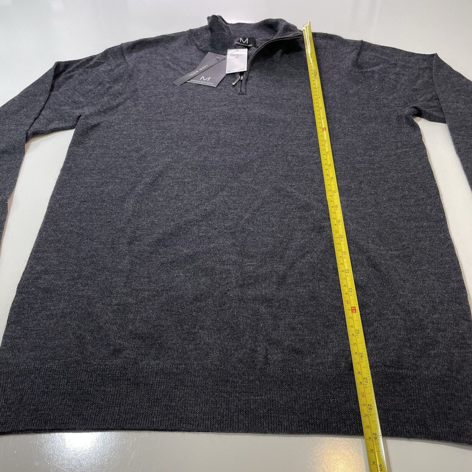 Magaschoni Magaschoni Men’s Merino Wool 1/4 Zip Sweater Gray Sz M Tall Size US M / EU 48-50 / 2 - 4 Thumbnail