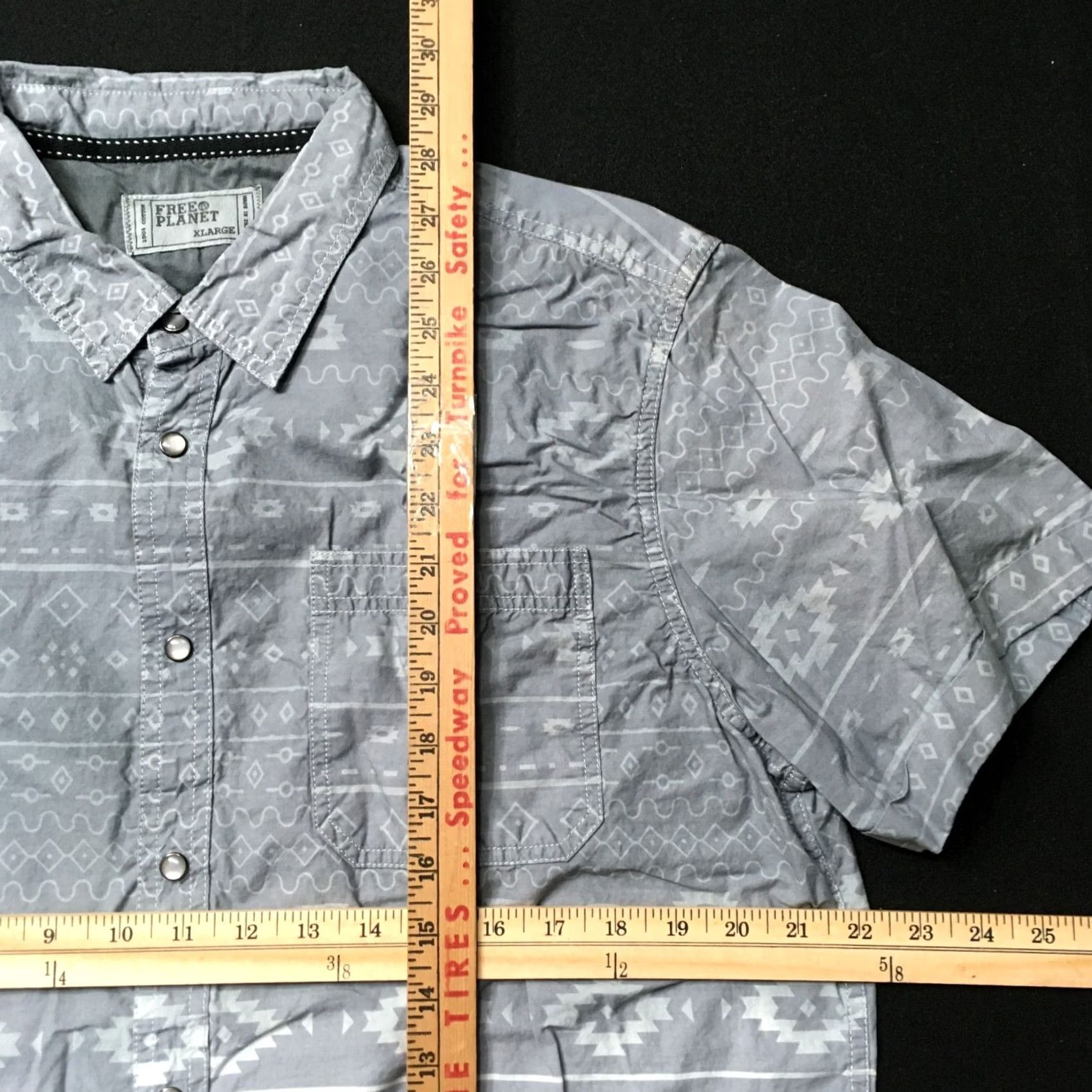 Vintage Free Planet Shirt Men's XL gray Tropical cotton pearl snap Button Up Size US XL / EU 56 / 4 - 3 Thumbnail