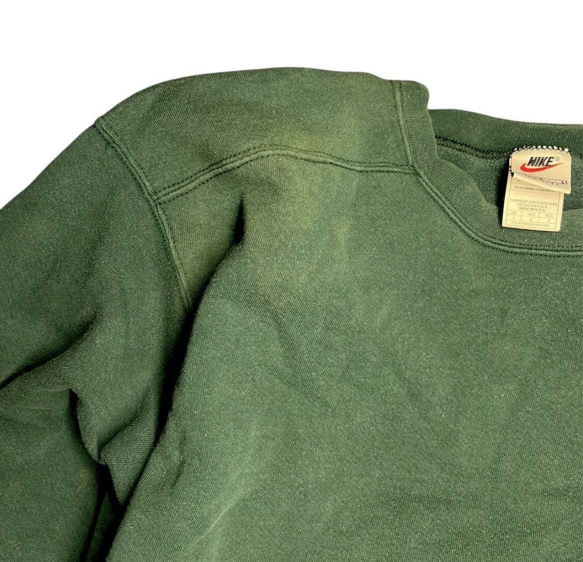 Nike Vintage 90s Nike Swoosh Crewneck - Faded Green - Distressed Size US L / EU 52-54 / 3 - 2 Thumbnail