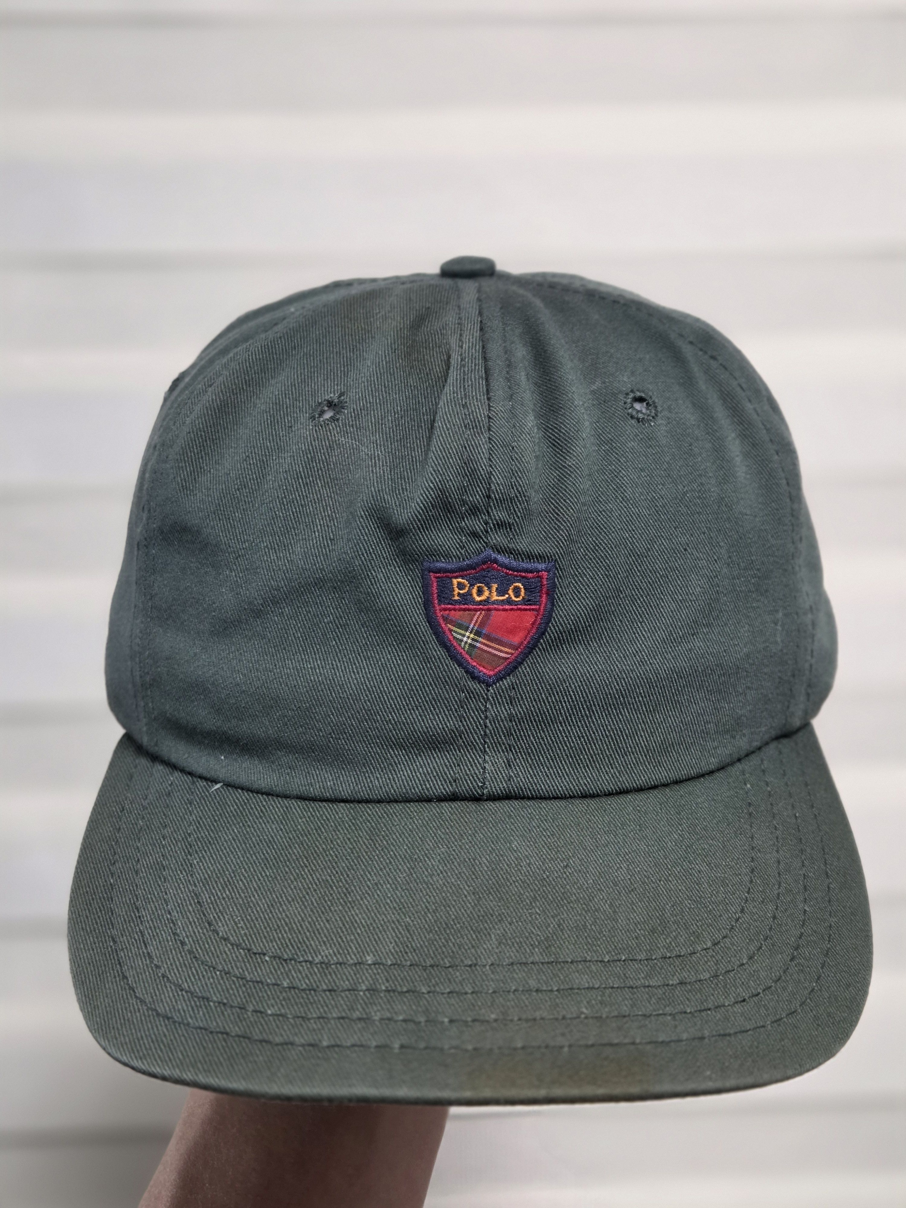 Polo Ralph Lauren Vintage Made in USA Polo Shield Embroidered Check brim hat Size ONE SIZE - 1 Thumbnail