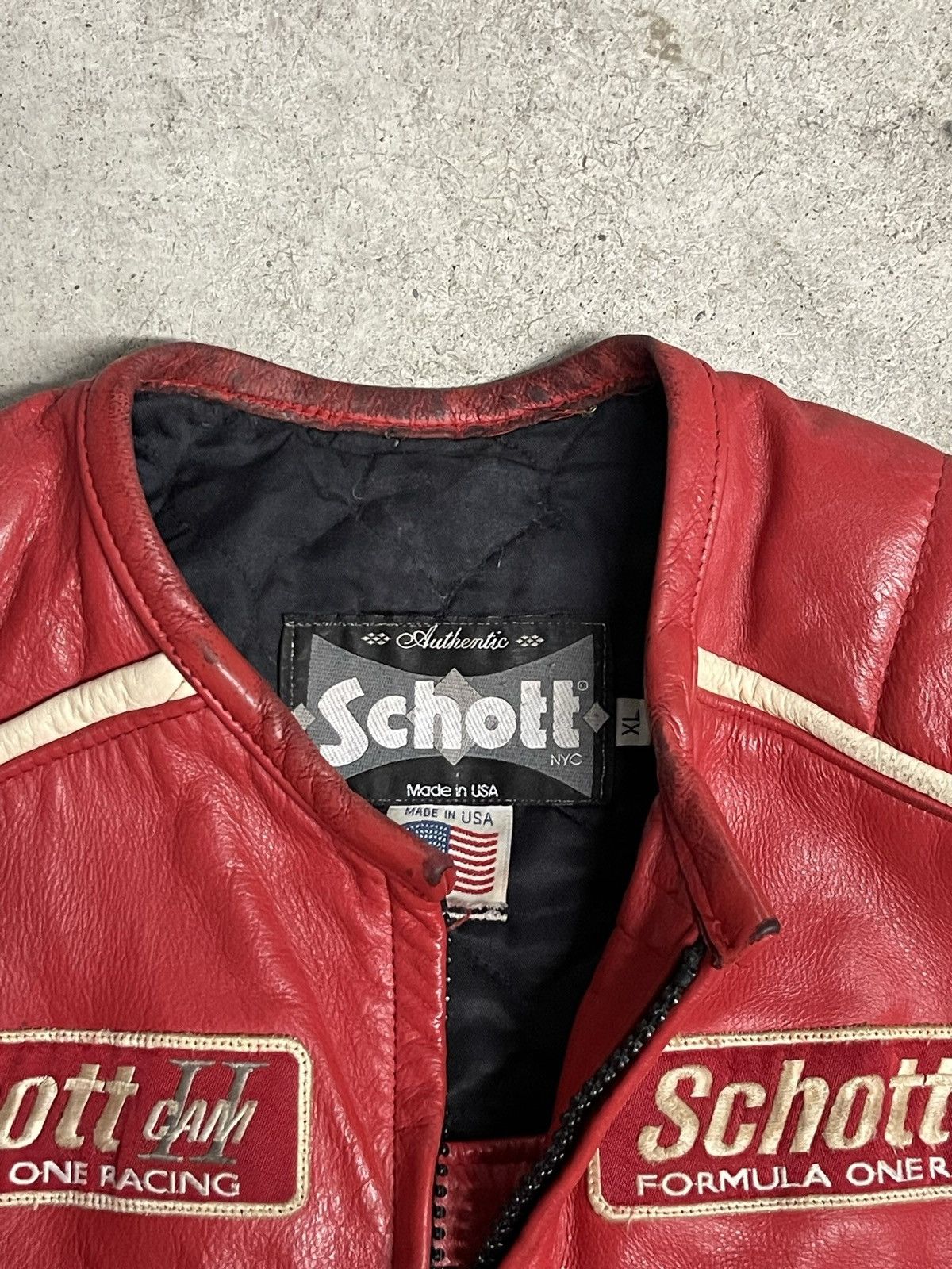 Schott Vintage Schott Formula One Racing Leather Motorcycle Jacket Size US XL / EU 56 / 4 - 2 Thumbnail