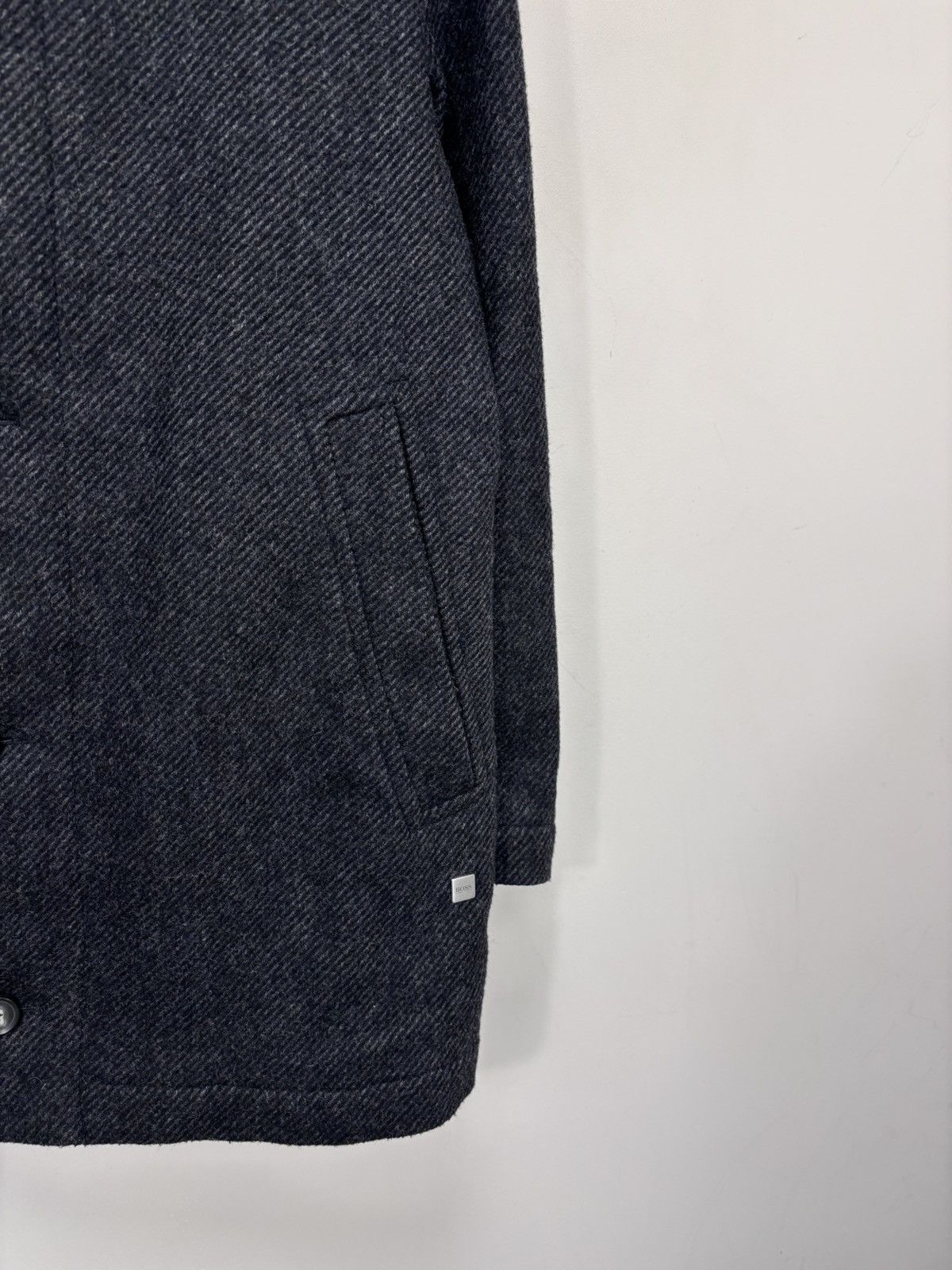 Hugo Boss Hugo Boss Men’s Herringbone Dark Grey Wool Blend Overcoat Size US M / EU 48-50 / 2 - 7 Thumbnail