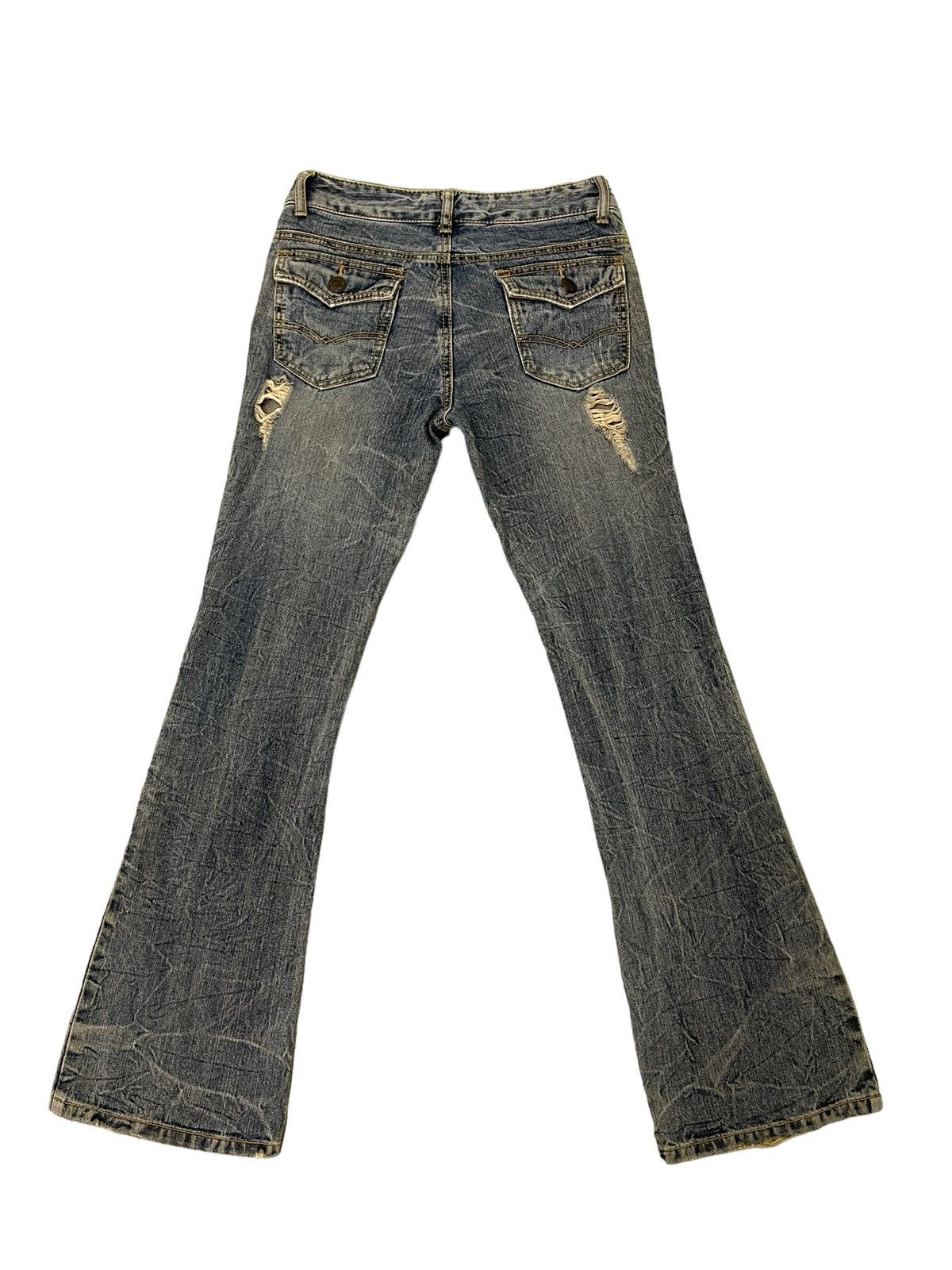 Japanese Brand Flare Jeans Colza Distress Low Rise Boot Cut 7🟦4 Size US 29 - 11 Thumbnail