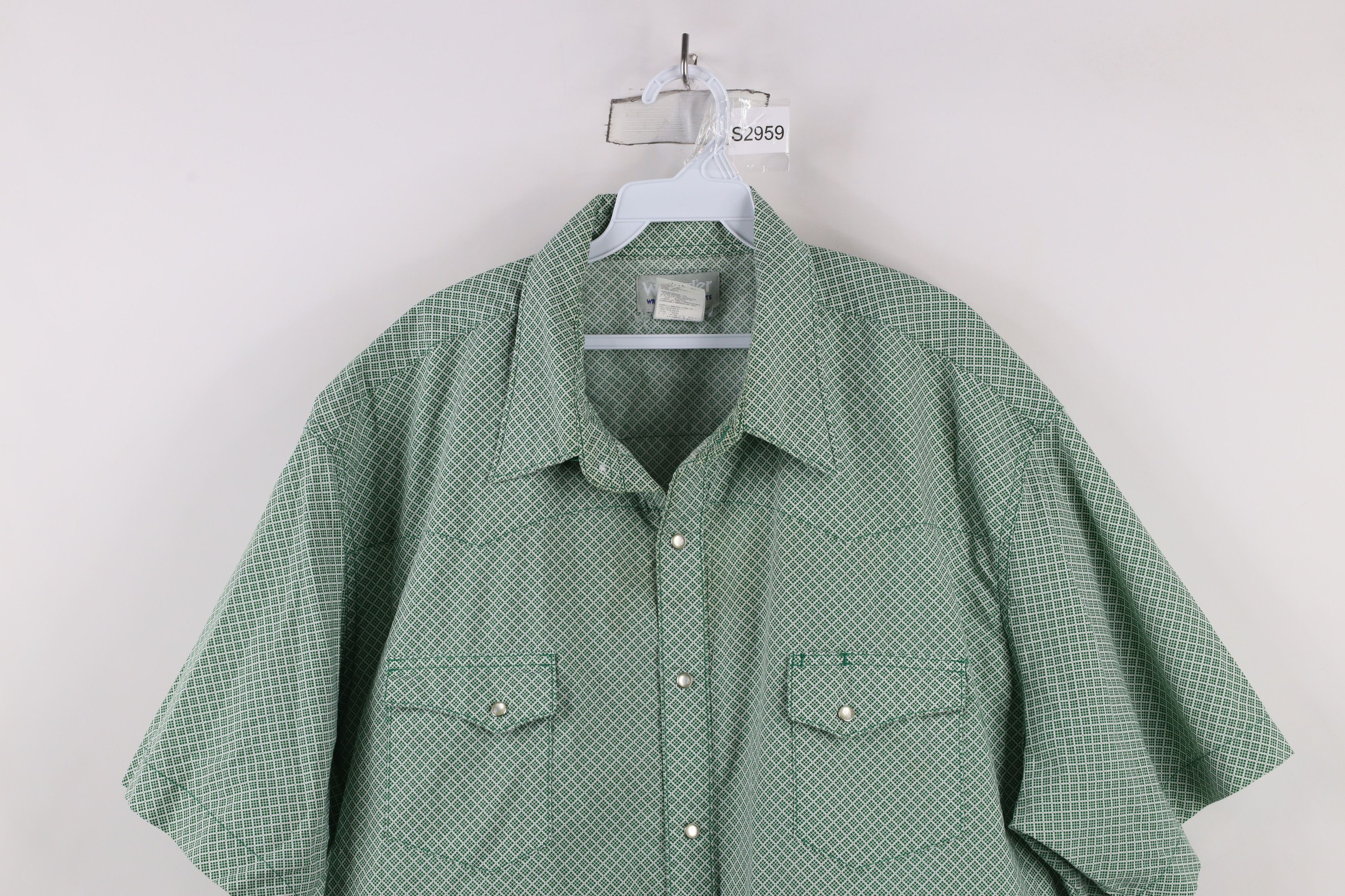 Vintage × Wrangler Vintage Wrangler Geometric Western Snap Button Shirt Green Size US XXL / EU 58 / 5 - 2 Thumbnail