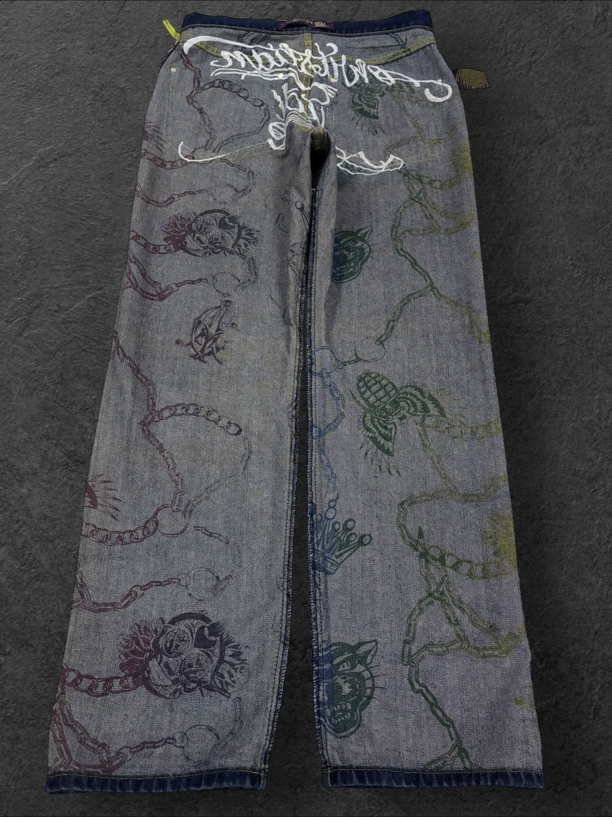 Christian Audigier Vtg Ed Hardy Christian Audigier Embroidered Studded Jeans Size US 32 / EU 48 - 4 Thumbnail