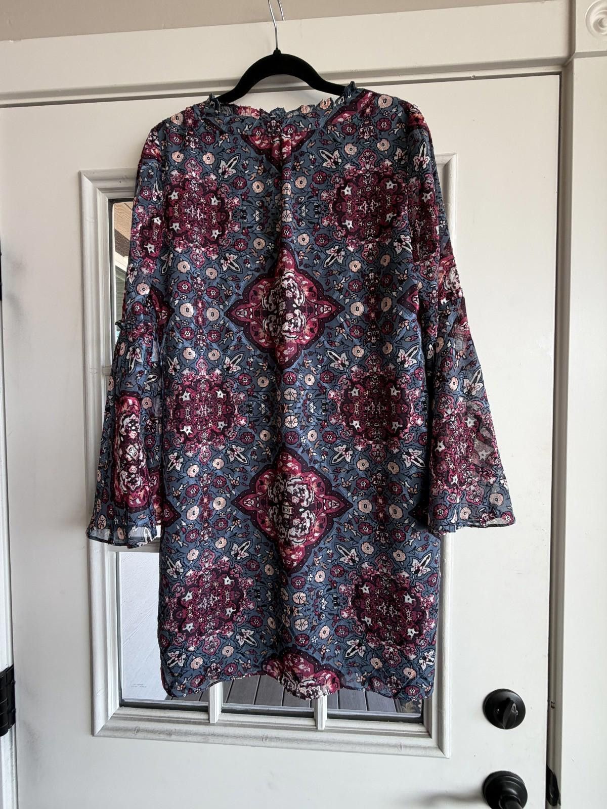 Other WHBM Boho Floral Bell Sleeve Dress Blue Rose M Size Size M / US 6-8 / IT 42-44 - 12 Thumbnail