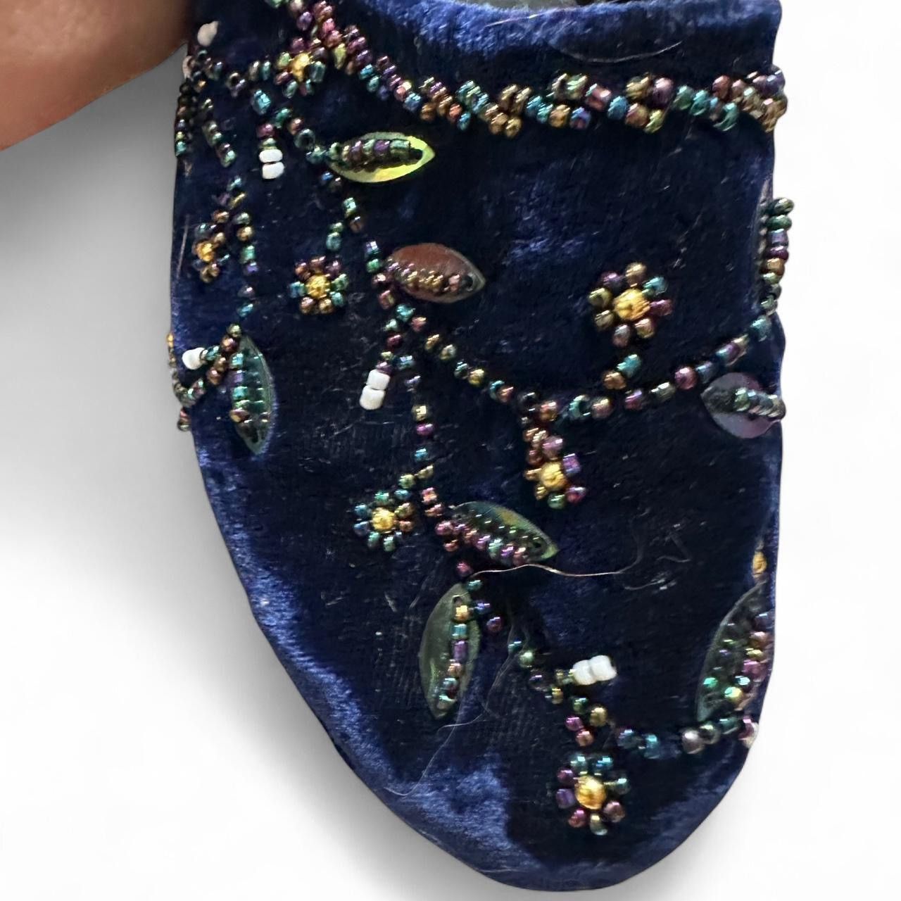 Other Women’s Blue velvety beaded mules Slip On Shoes Size US 7 / IT 37 - 3 Thumbnail