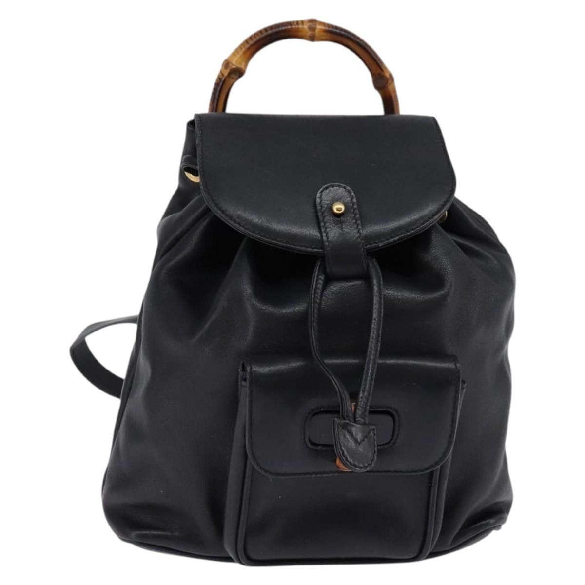 Gucci Gucci Vintage Bamboo Backpack Leather Size ONE SIZE - 1 Thumbnail