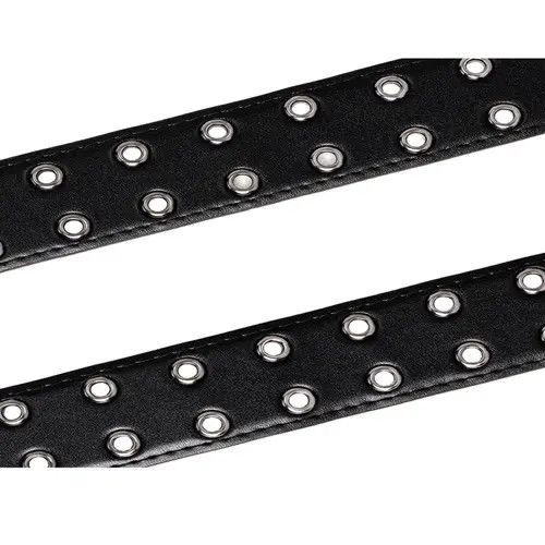 Leather Black Studded Belt with Decorative Buckle Size ONE SIZE - 8 Thumbnail
