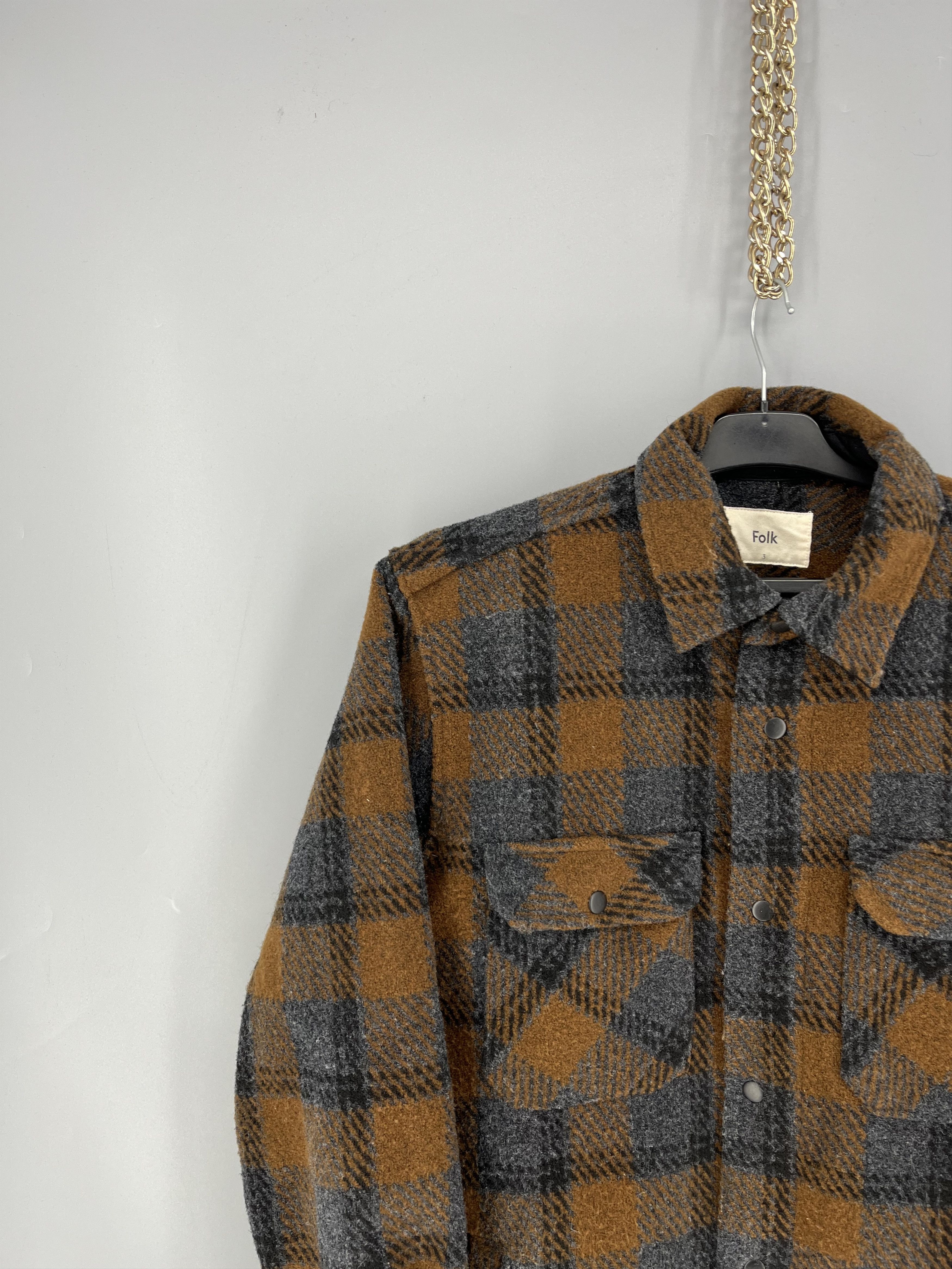 Folk Folk Ryburn Check Olive Green Flannel Over Shirt Chore Size US M / EU 48-50 / 2 - 4 Thumbnail