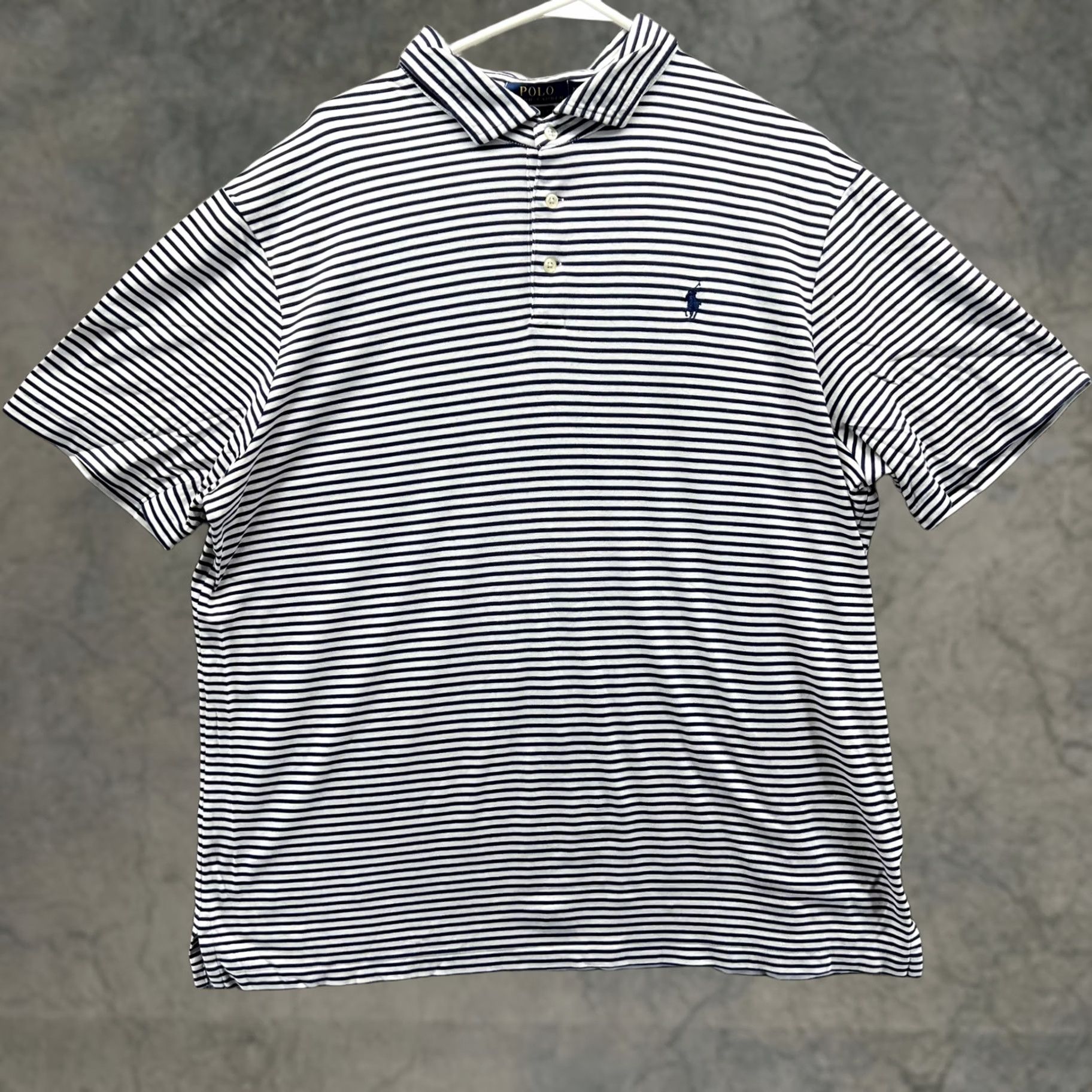 Polo Ralph Lauren Polo Ralph Lauren Polo Shirt Mens XL Navy White Stripe Classic Fit Cotton Logo Size US XL / EU 56 / 4 - 1 Thumbnail