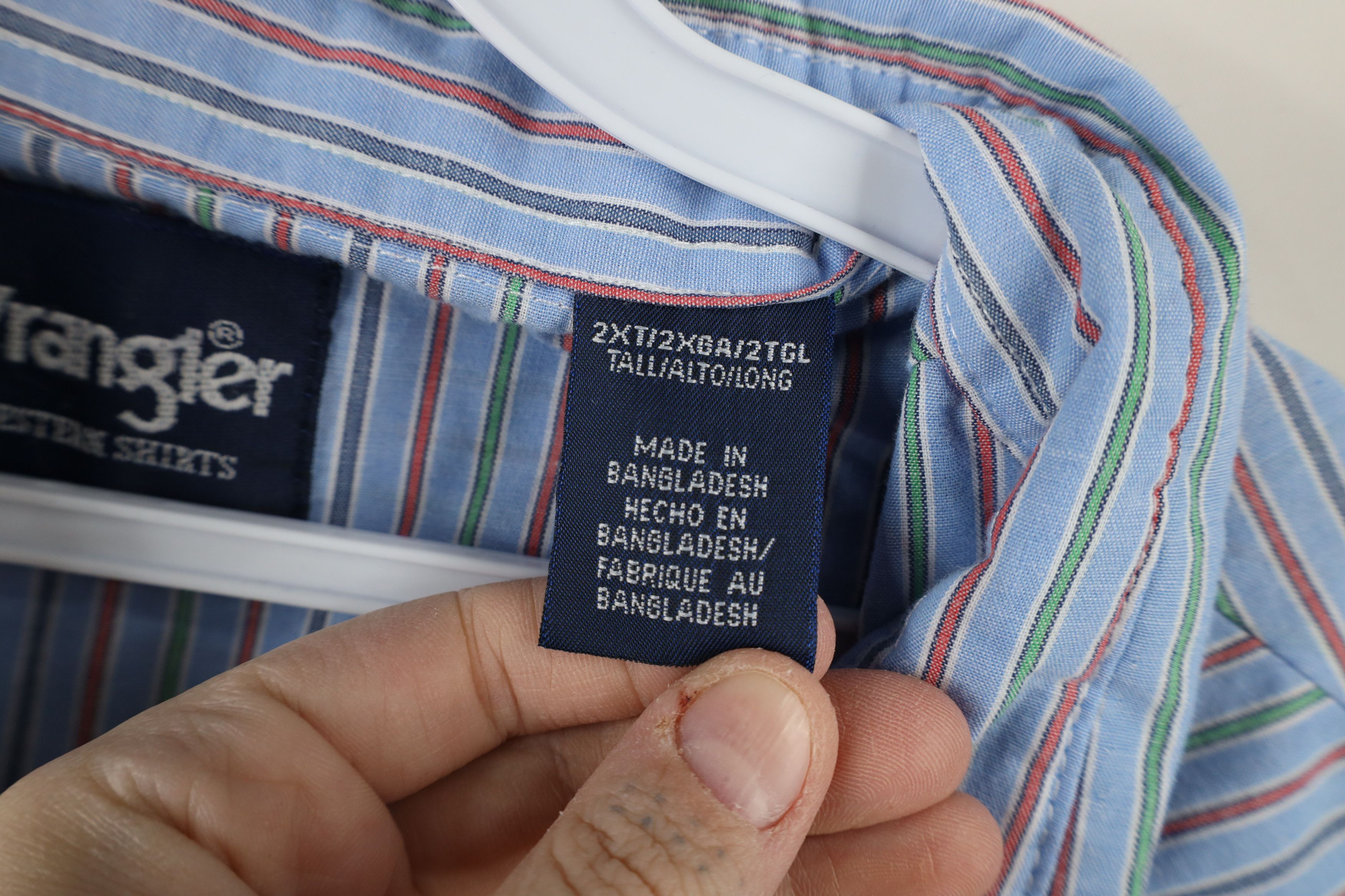 Vintage × Wrangler Vintage 90s Wrangler Striped Western Snap Button Shirt Size US XXL / EU 58 / 5 - 7 Thumbnail