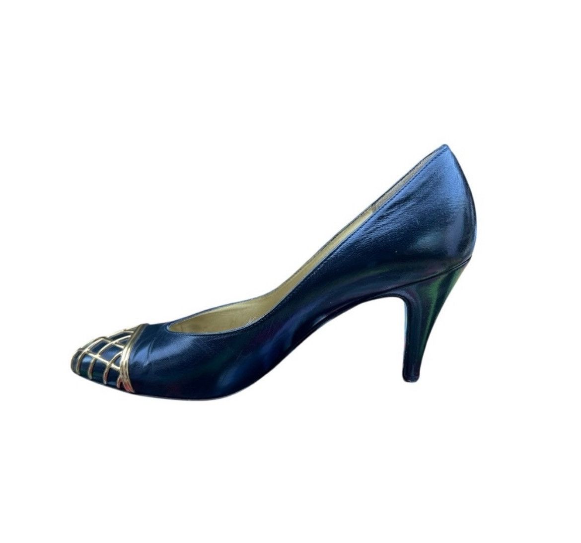 Bruno Magli Vintage Bruno Magli Italian Leather Heels –Gold Cage Toe 6B Size US 6 / IT 36 - 4 Thumbnail