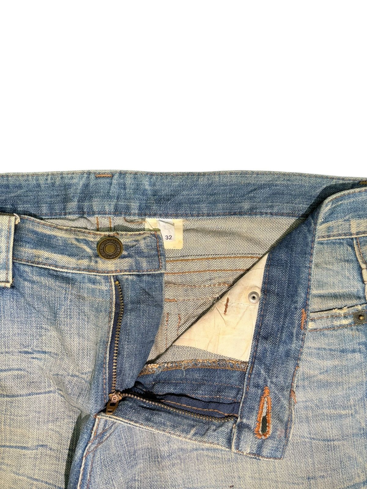 If Six Was Nine Vintage Japanese Brand Rusty Wash Distress Flare Jeans Size 35" - 5 Thumbnail