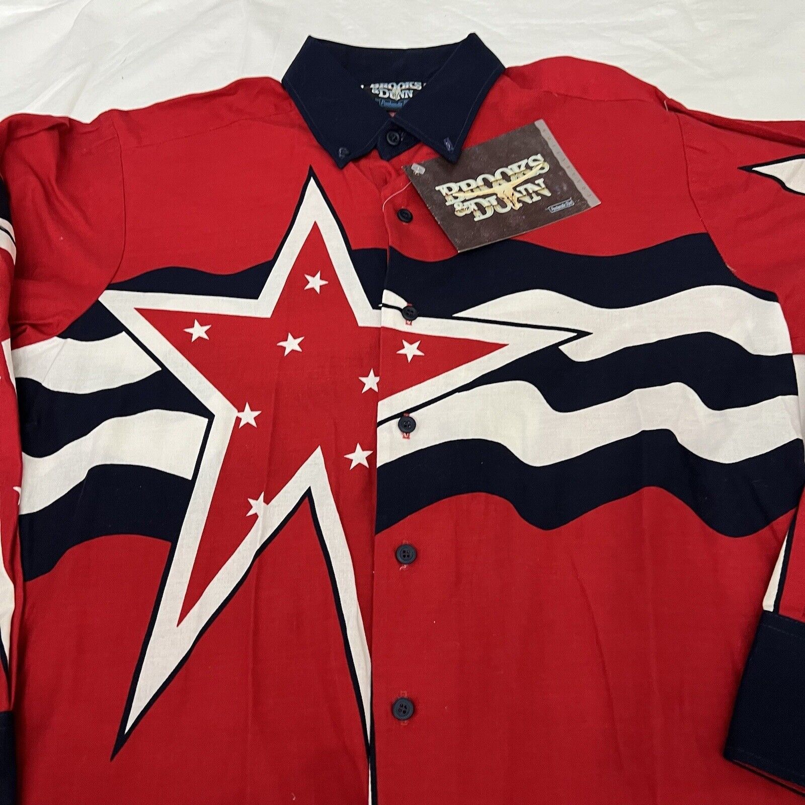 Panhandle Slim Vtg Brooks Dunn Panhandle Slim 16 34 Red White Blue USA Size US L / EU 52-54 / 3 - 5 Thumbnail