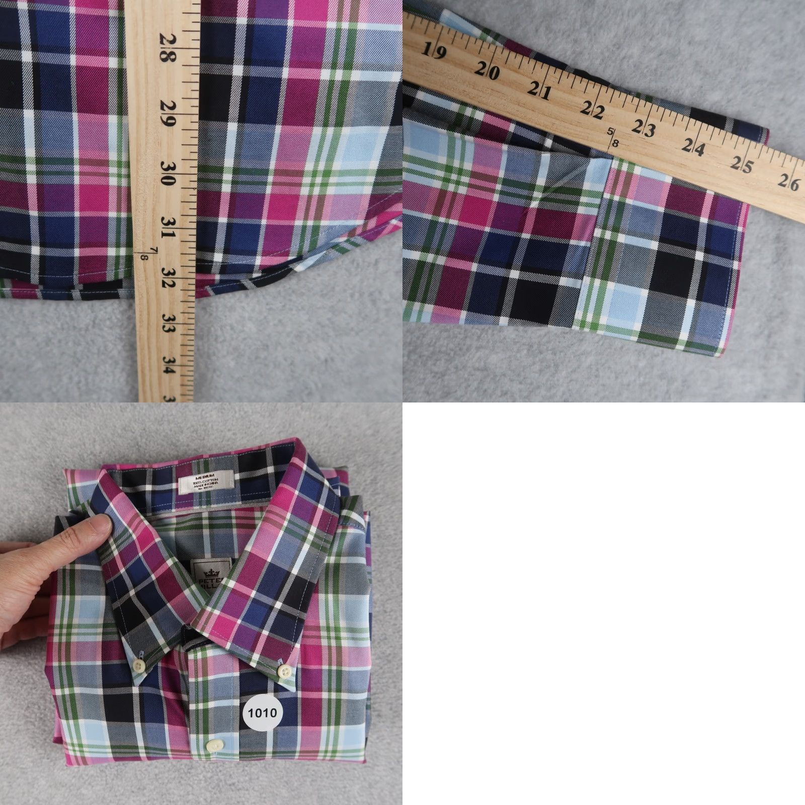 Peter Millar Peter Millar Dress Shirt M Multicolor Plaid 100% Cotton Long Sleeve Button-Down Collar Mens Size US M / EU 48-50 / 2 - 8 Thumbnail