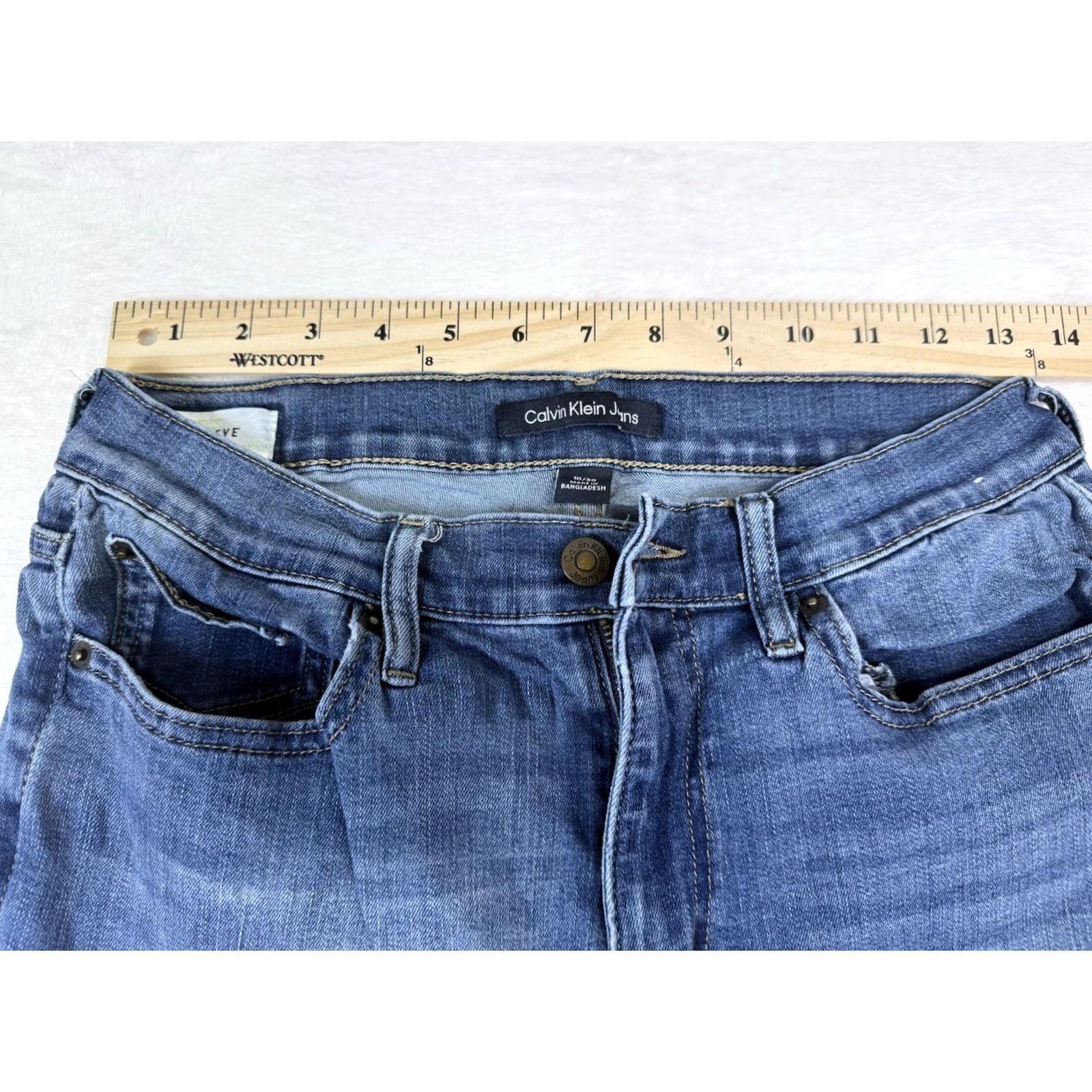 Calvin Klein Calvin Klein Jeans Womens Straight Fit Size 10 Blue Cotton Blend Denim Repreve 30in Inseam Regular Comfort Pockets Zip Button Logo VINTAGE No Size 32" / US 10 / IT 46 - 7 Thumbnail